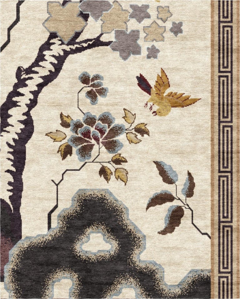 Chinese Phoenix Bronze HandKnotted Wool and Silk 2.5 x 3.0m Rug For