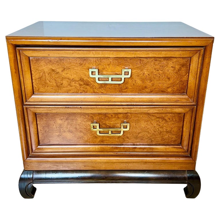 Chinoiserie Henry Link Burl Nightstand on Ming Base For Sale at 1stDibs