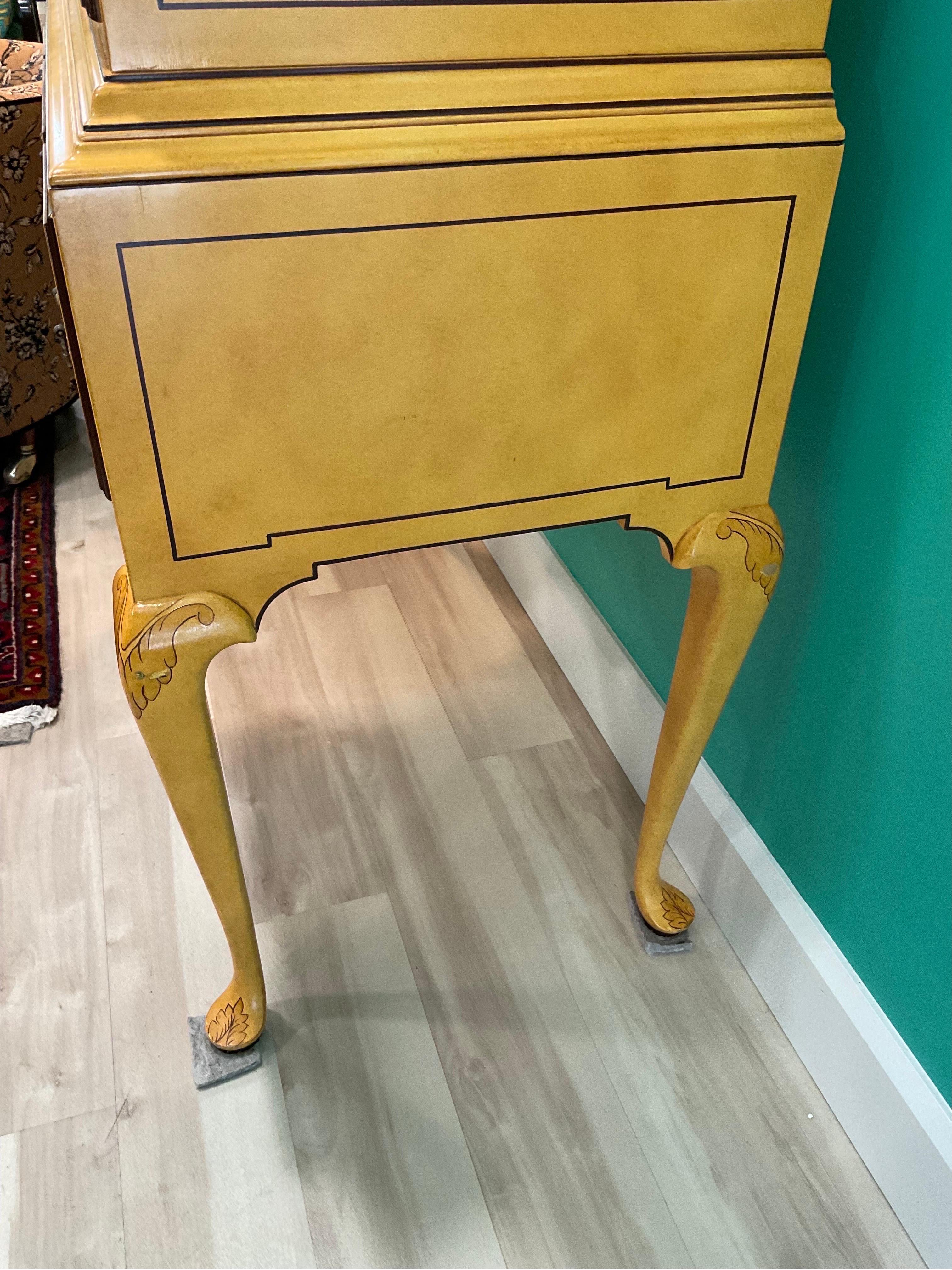 Hand-Painted Chinoiserie Highboy from Baker Furniture  For Sale
