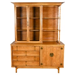 Used Chinoiserie Hollywood Regency 2 Pc China Hutch Cabinet Tamerlane by Thomasville