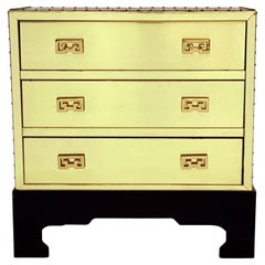 Chinoiserie Hollywood Regency Polished Brass Chest of Drawers or Petite Cabinet