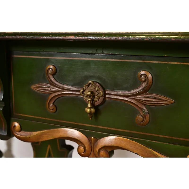 Chinoiserie Jacobean Hand Painted Bookcase or Bar Cabinet, Circa 1920s For Sale 3