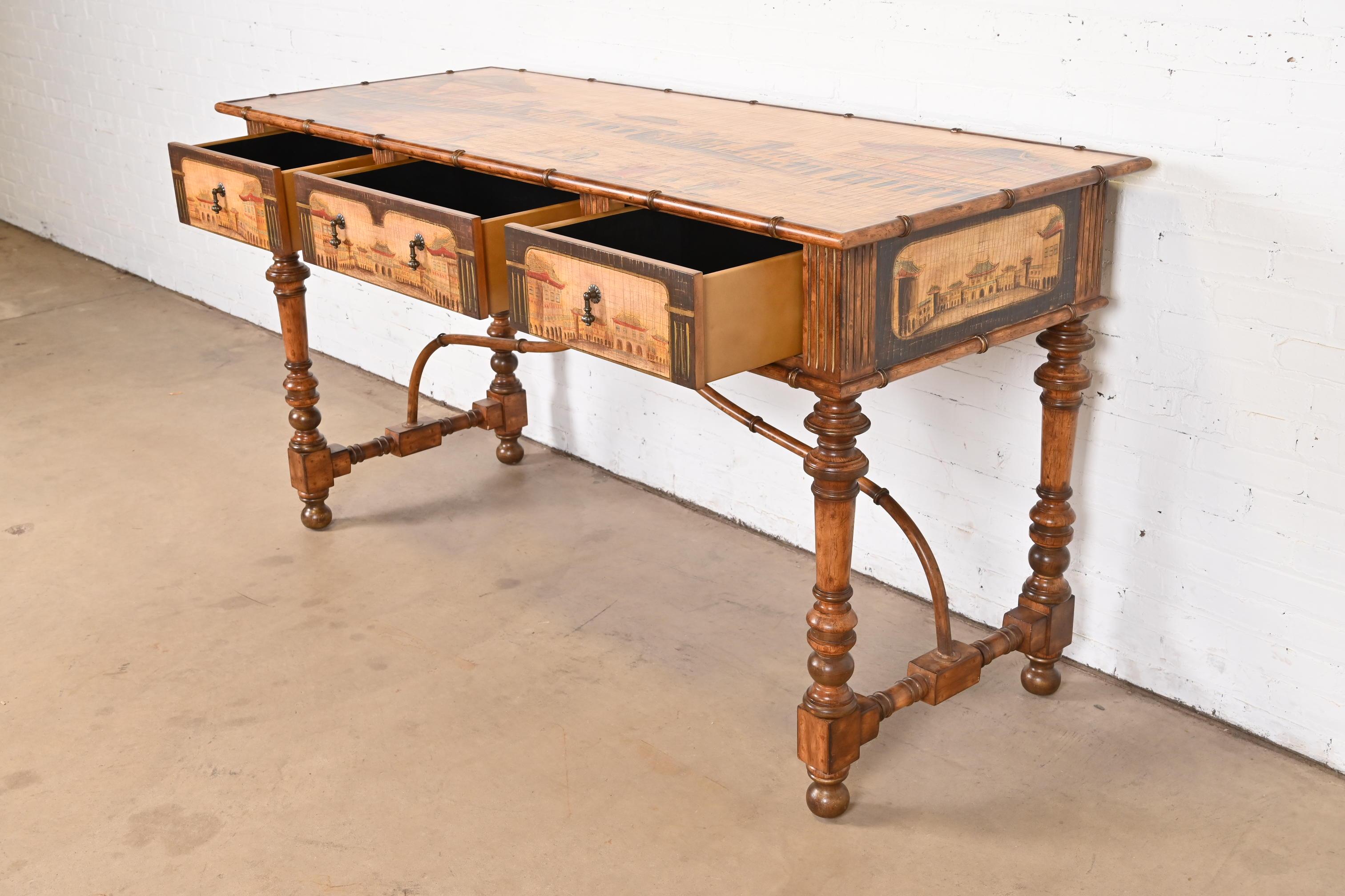 Chinoiserie Jacobean Hand Painted Sideboard Server, Bar Table, or Center Table For Sale 5