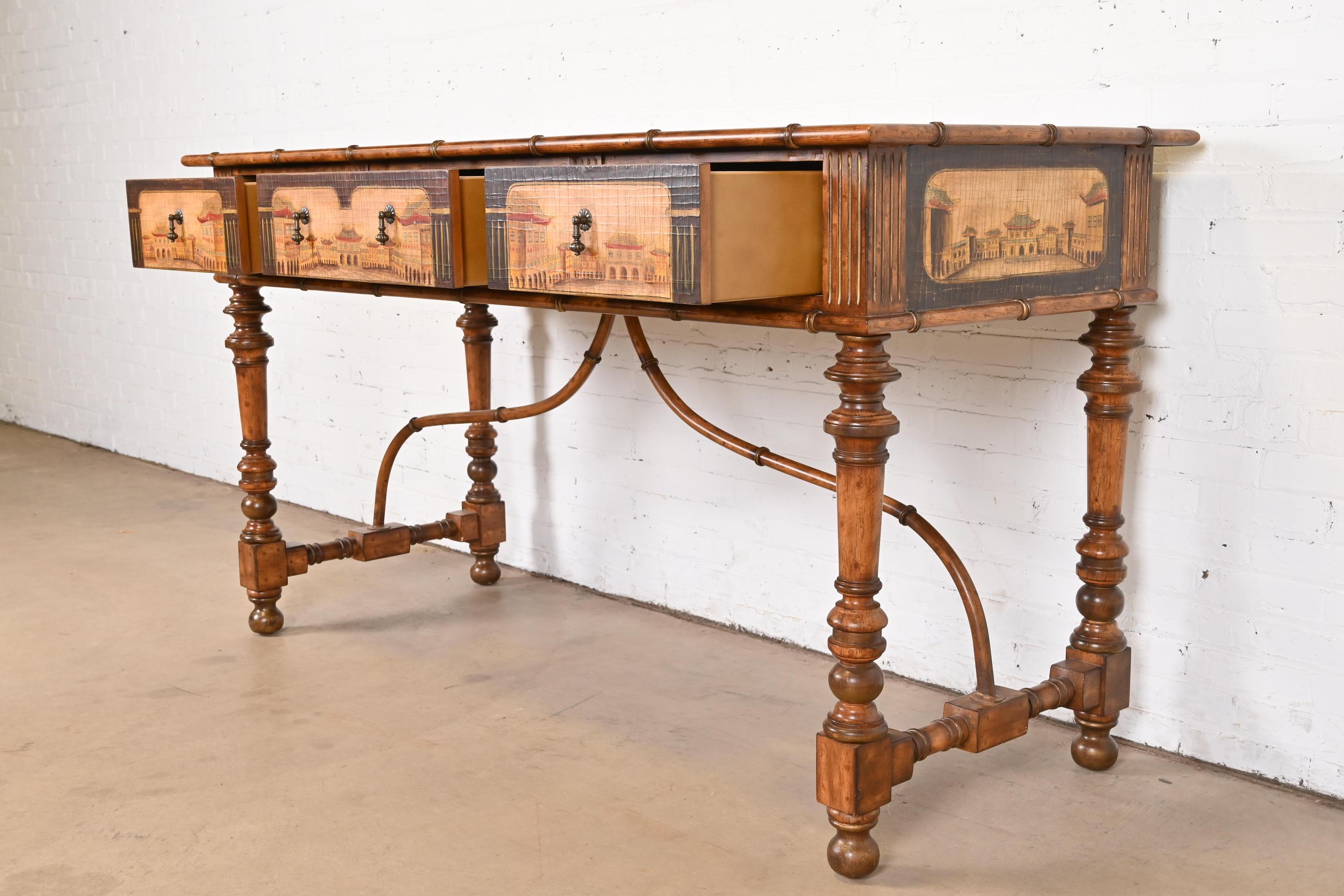 Chinoiserie Jacobean Hand Painted Sideboard Server, Bar Table, or Center Table For Sale 6