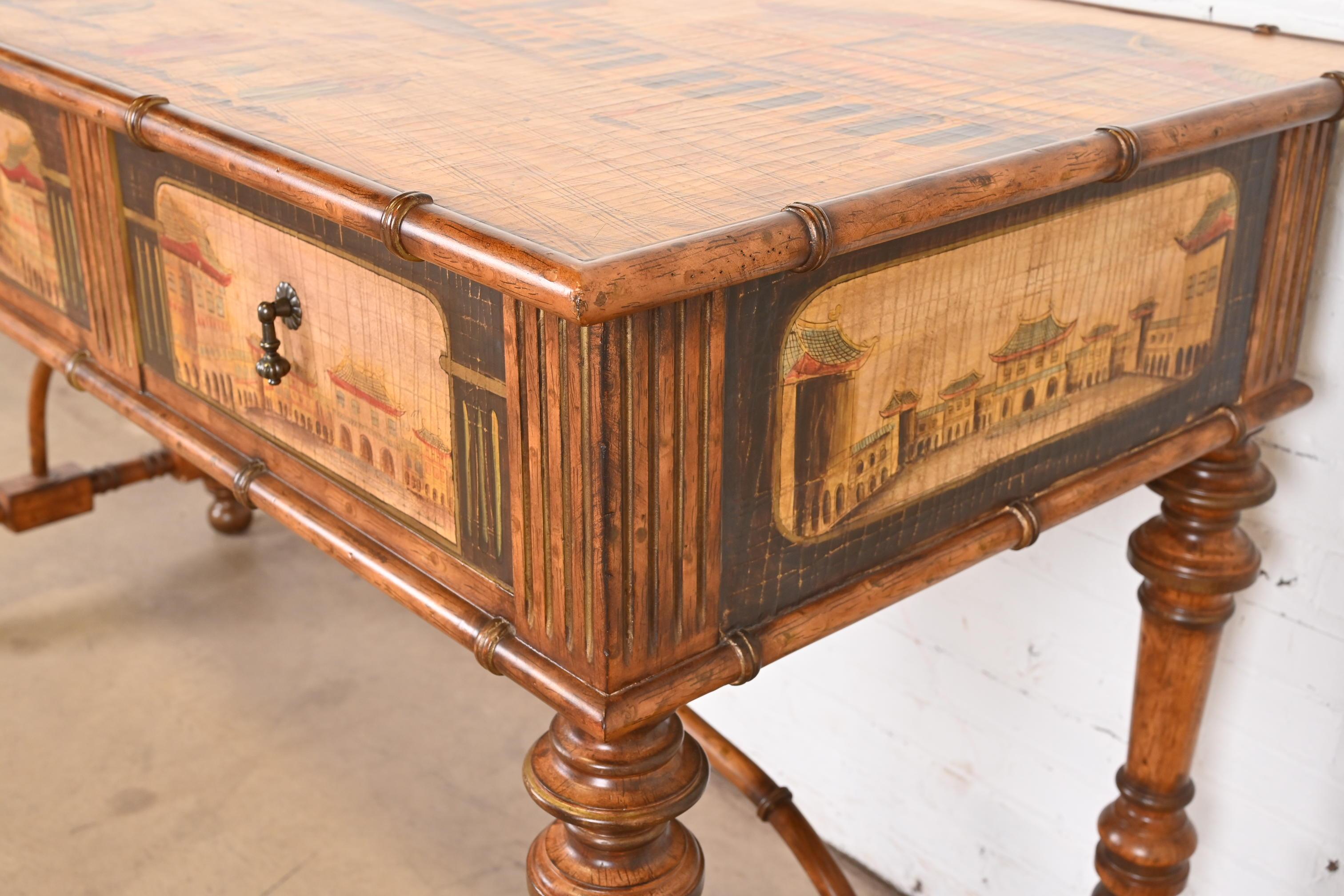 Chinoiserie Jacobean Hand Painted Sideboard Server, Bar Table, or Center Table For Sale 9
