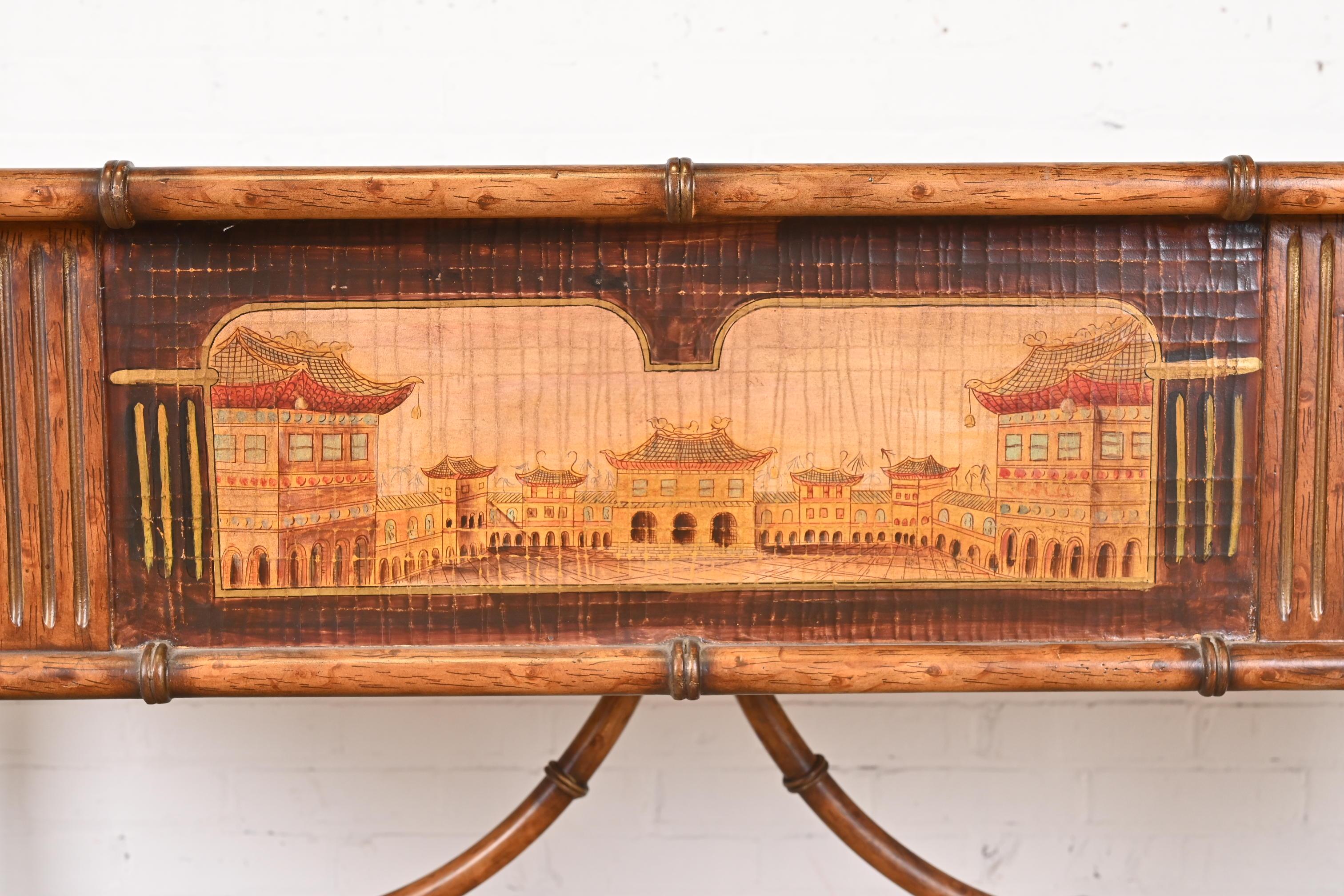 Chinoiserie Jacobean Hand Painted Sideboard Server, Bar Table, or Center Table For Sale 12