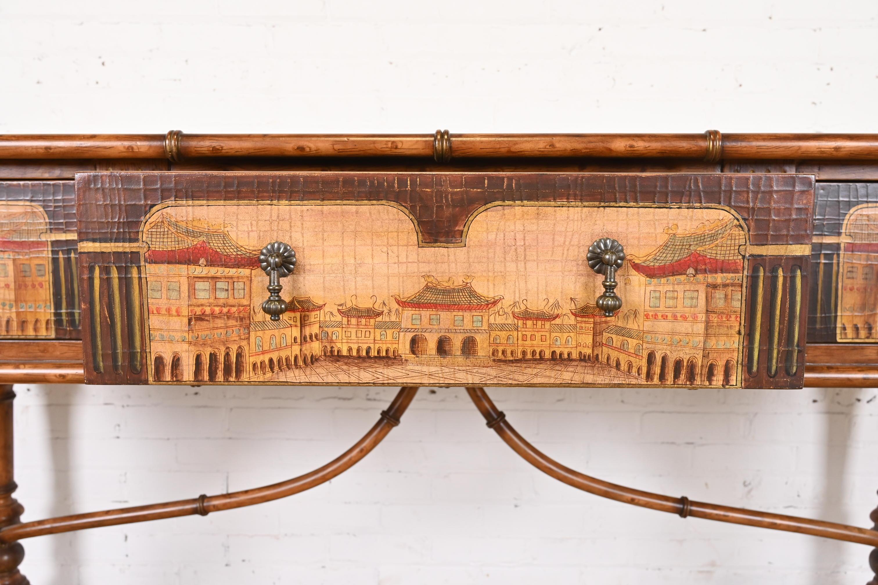 Chinoiserie Jacobean Hand Painted Sideboard Server, Bar Table, or Center Table For Sale 2