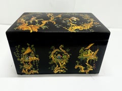 Chinoiserie-Humidor-Box mit Japanglasur England, Anfang bis Mitte des 20.