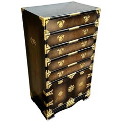 Armadio per gioielli Chinoiserie con accenti dorati 5 cassetti