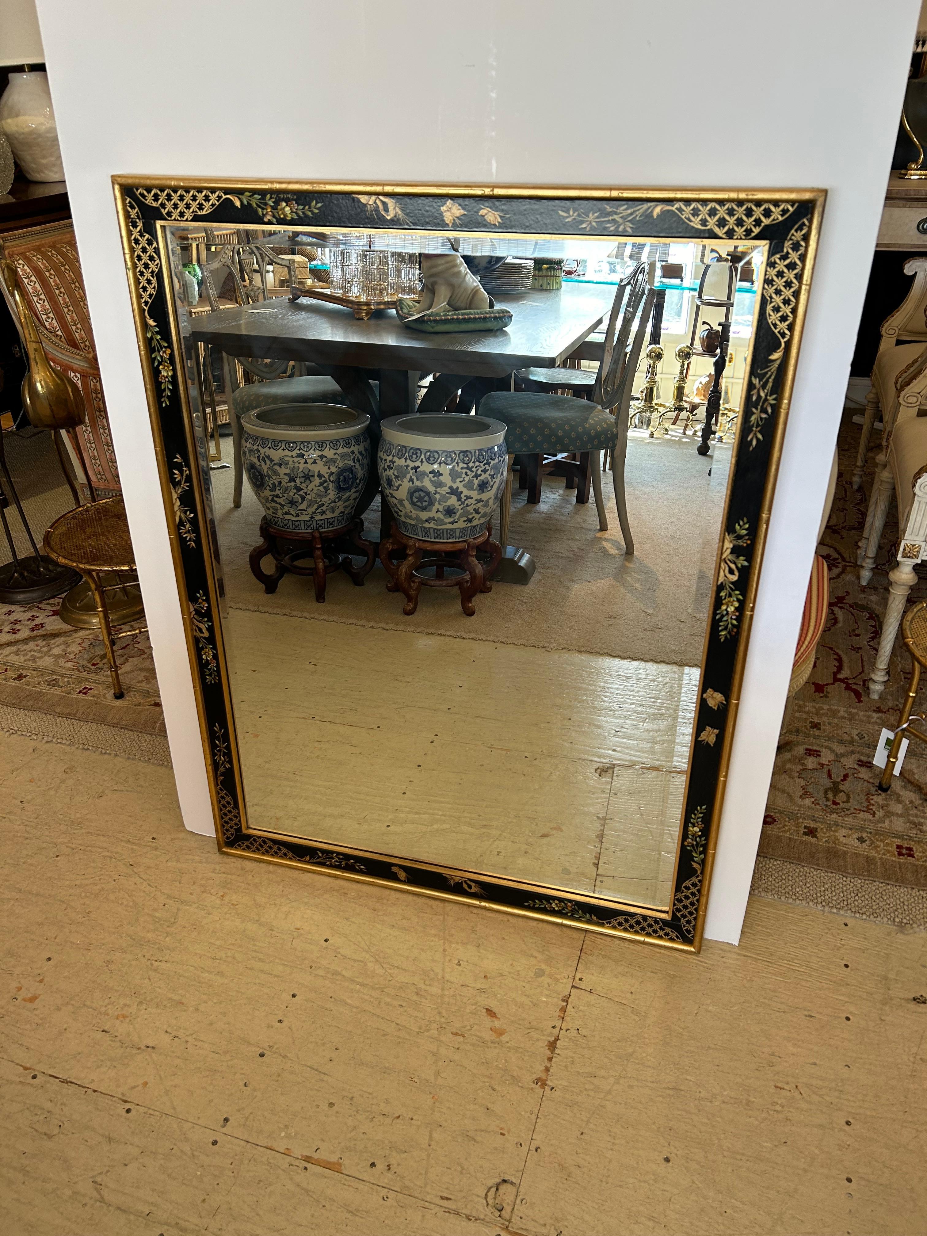 Chinoiserie LaBarge Handpainted Rectangular Large Mirror 6