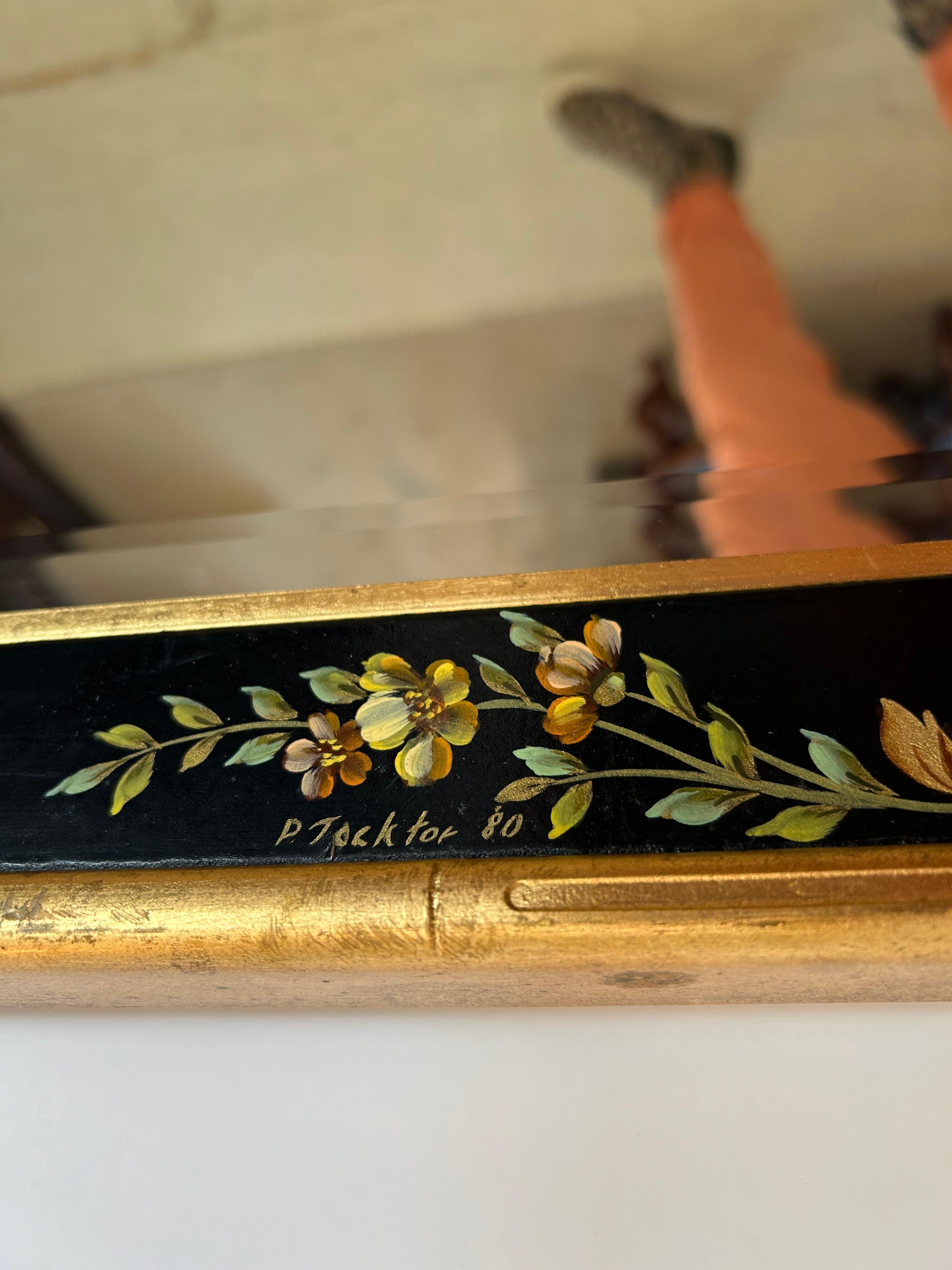 American Chinoiserie LaBarge Handpainted Rectangular Large Mirror
