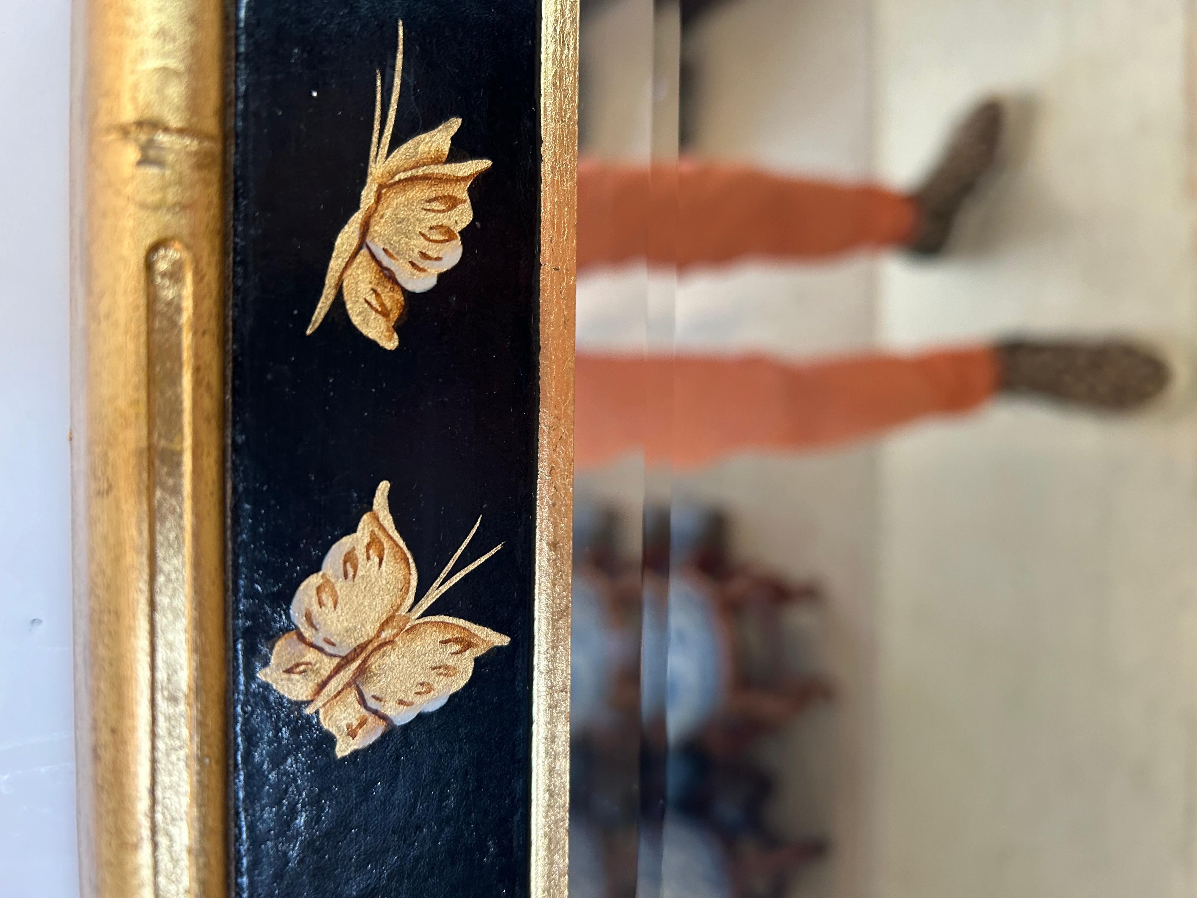Chinoiserie LaBarge Handpainted Rectangular Large Mirror In Good Condition In Hopewell, NJ