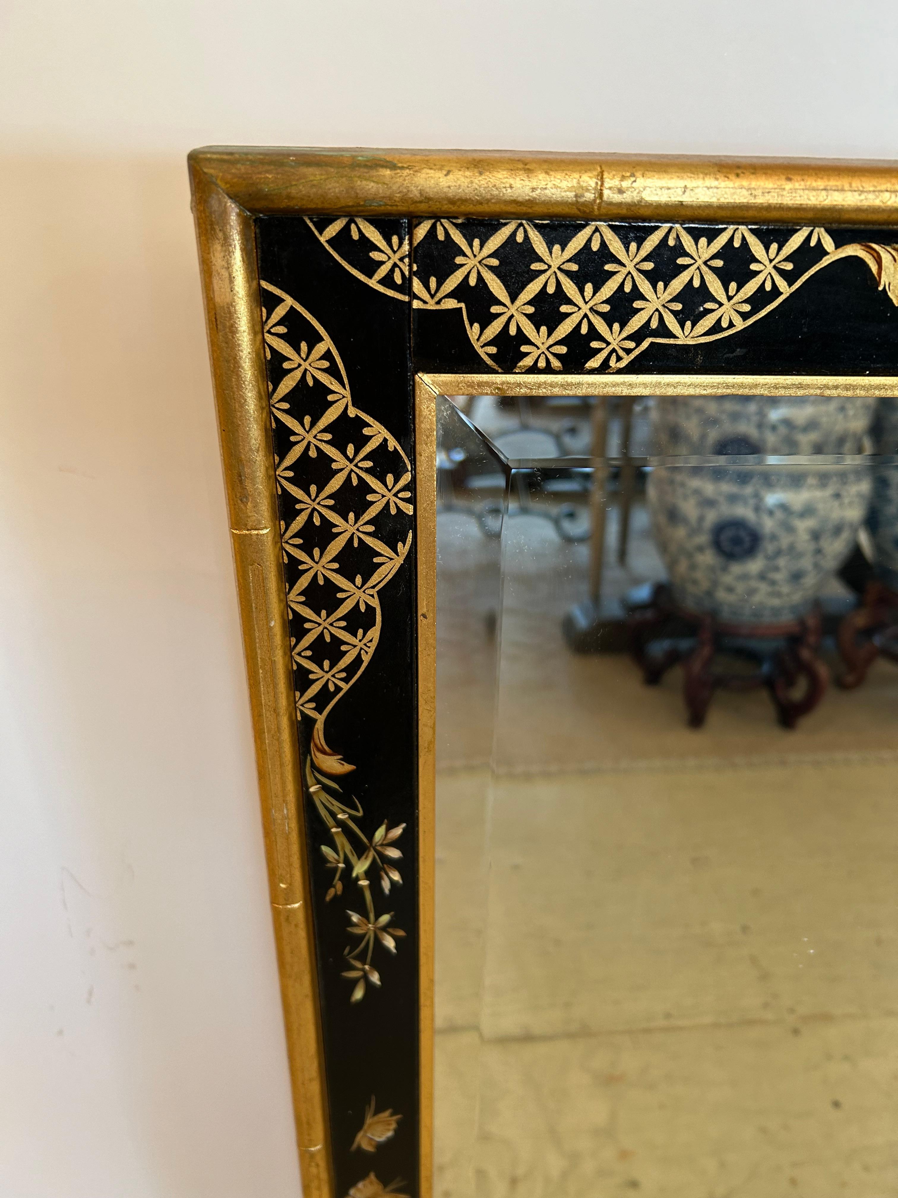Chinoiserie LaBarge Handpainted Rectangular Large Mirror 1