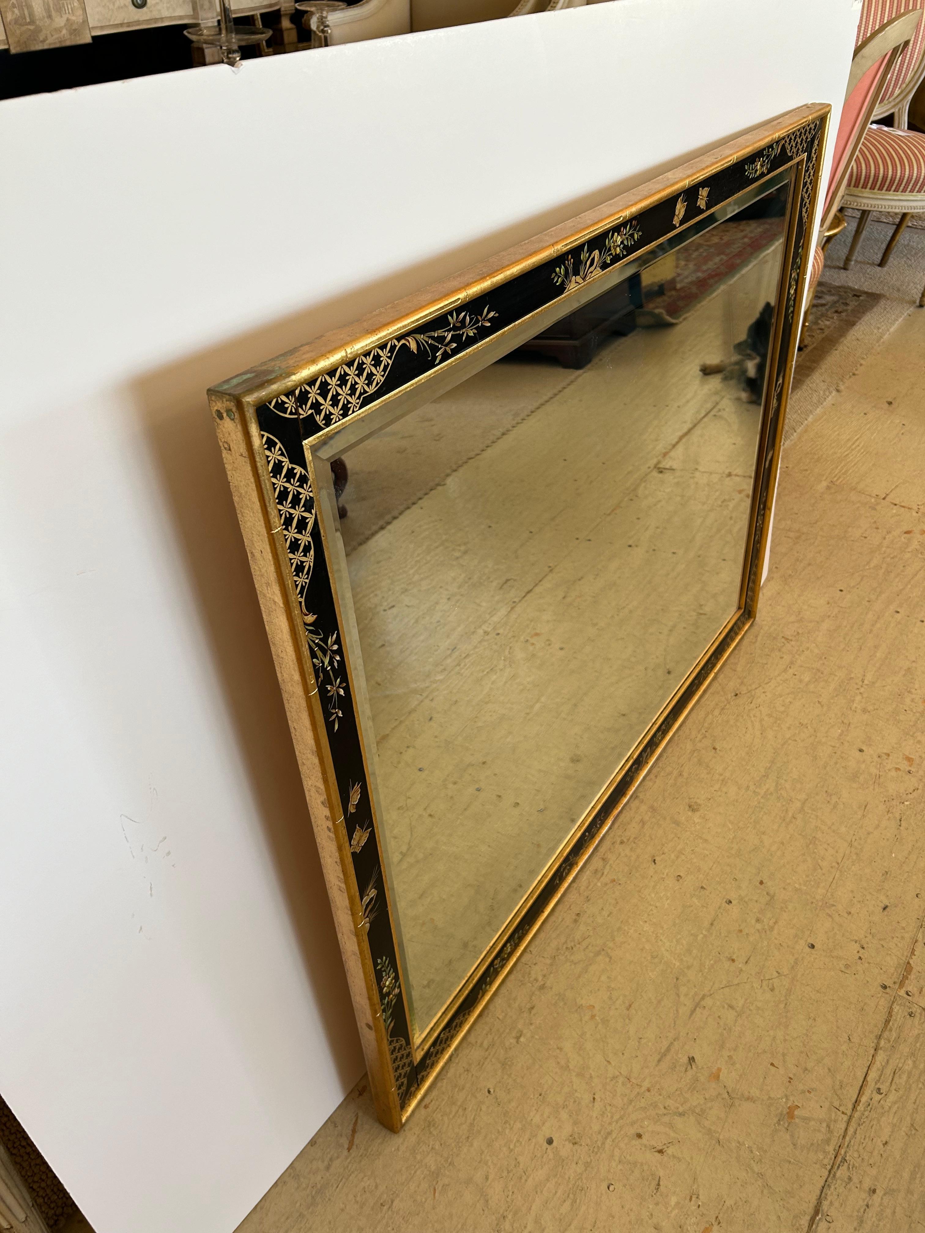 Chinoiserie LaBarge Handpainted Rectangular Large Mirror 3