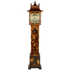 Horloge de grand-mère en laque chinoiseries de style Chippendale