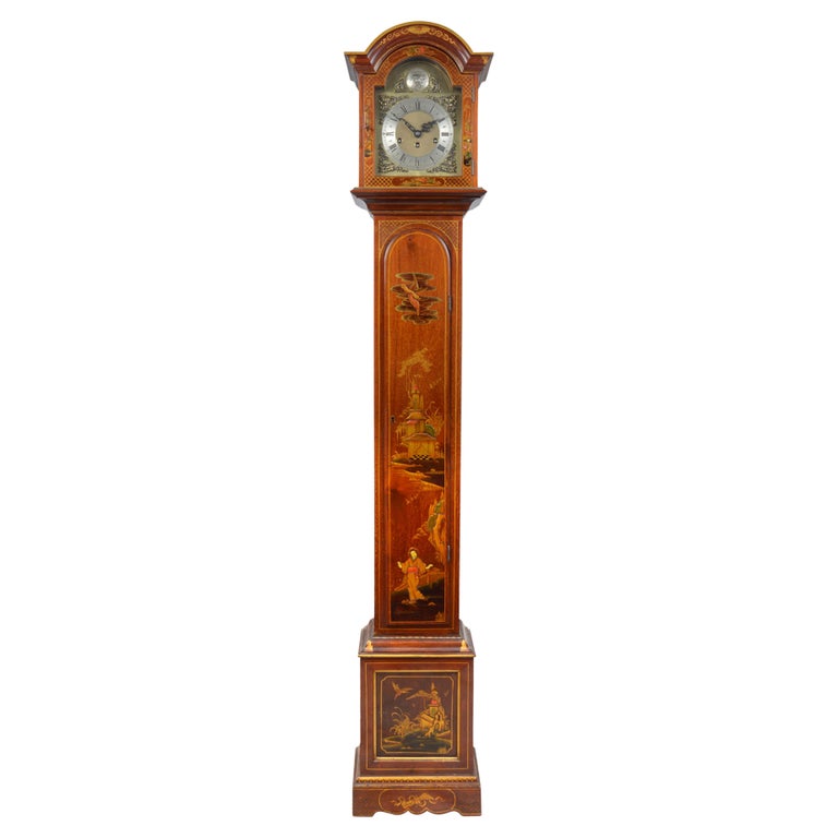 Horloge grand-mère en laque de Chinoiserie, vers 1920 En vente sur 1stDibs  | horloge grand-mère antique