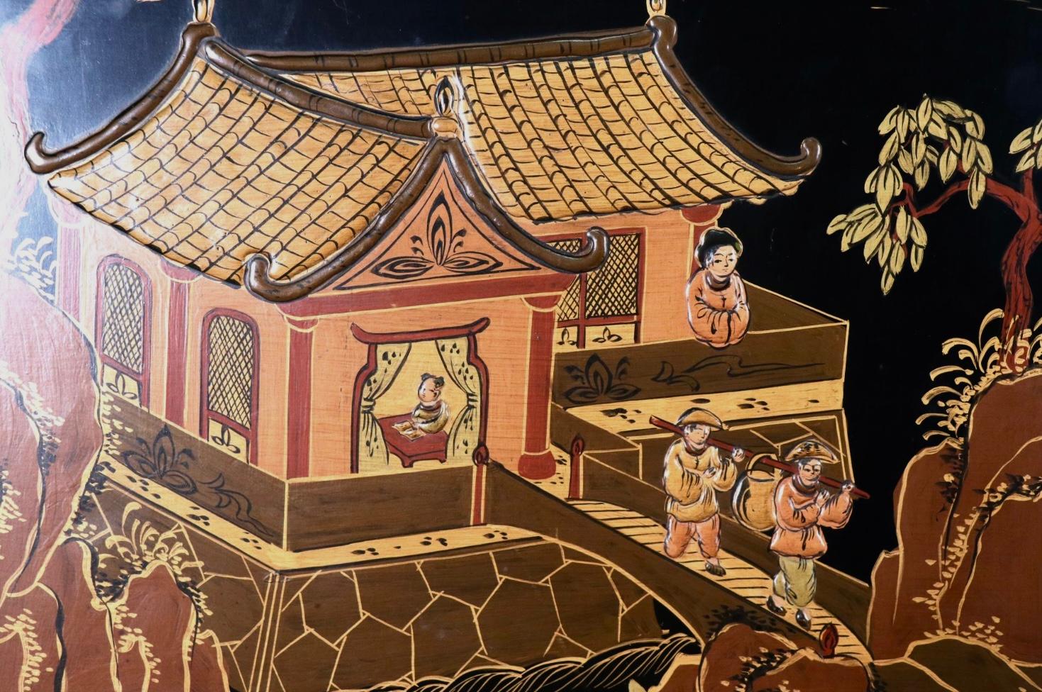Libreria secretaire in lacca Chinoiserie in vendita 1