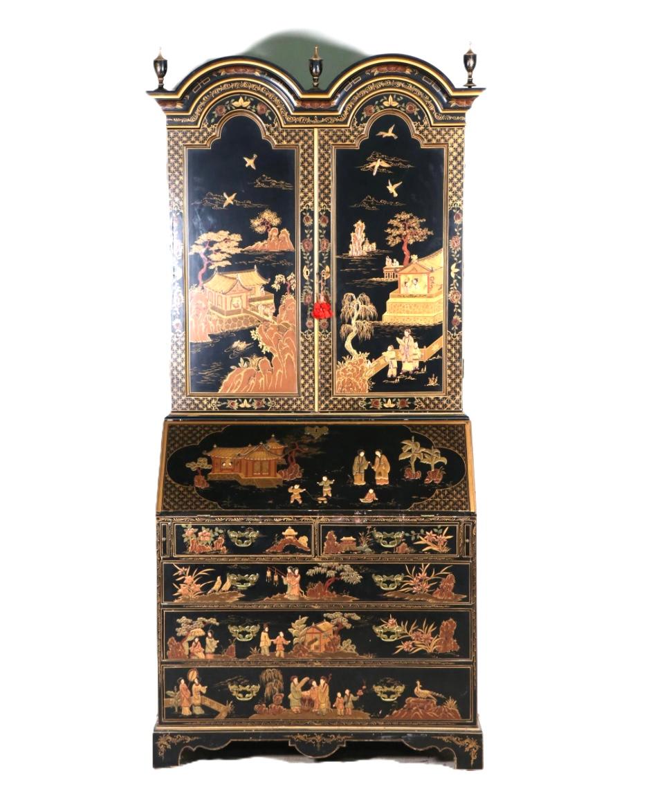 Libreria secretaire in lacca Chinoiserie in vendita 2