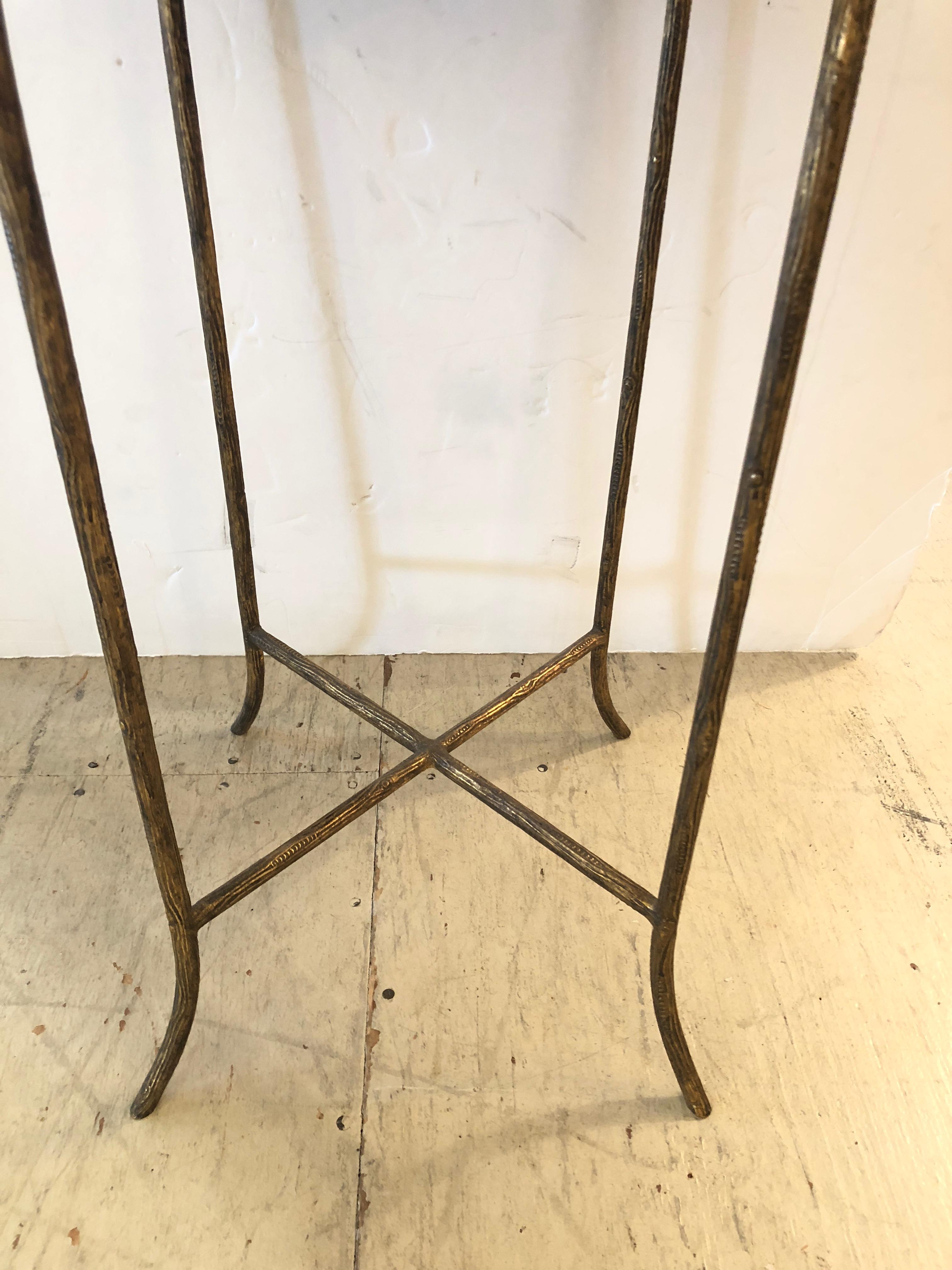 Chinoiserie Lacquer Side Table End Table with Faux Bois Brass Legs In Excellent Condition In Hopewell, NJ