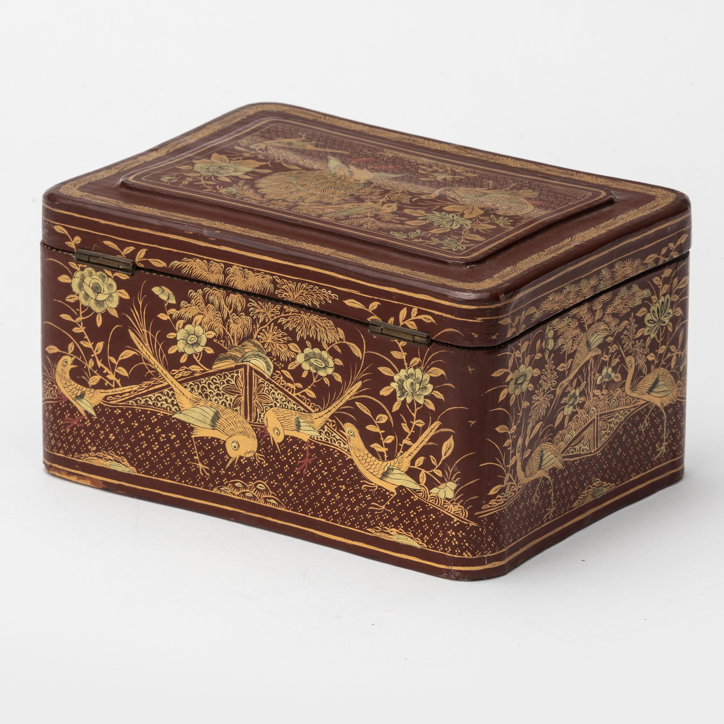 19th Century Chinoiserie Lacquer Tea Caddy Box