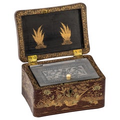 Chinoiserie Lacquer Tea Caddy Box