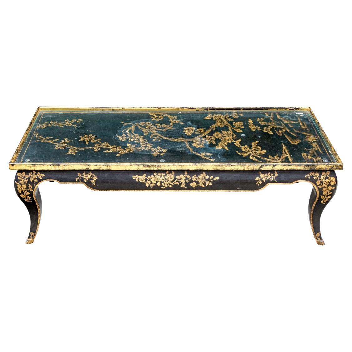 Lackierter und vergoldeter Cocktailtisch im Chinoiserie-Stil