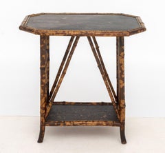 Chinoiserie Lacquered Bamboo Two-Tier Side Table