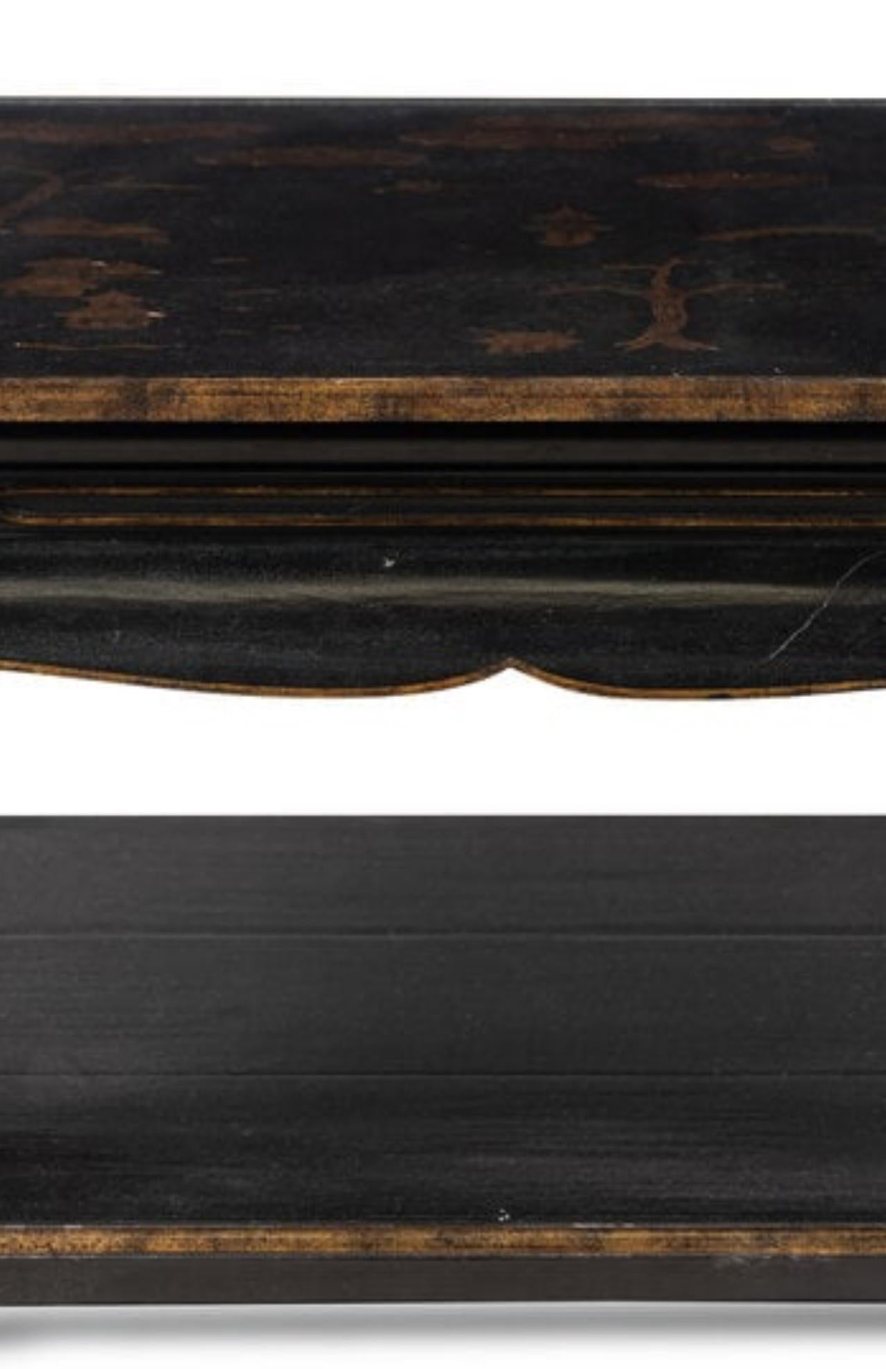 Black Lacquered & Gold Coromandel 2 Tier Coffee Table, By Rose Tarlow 7