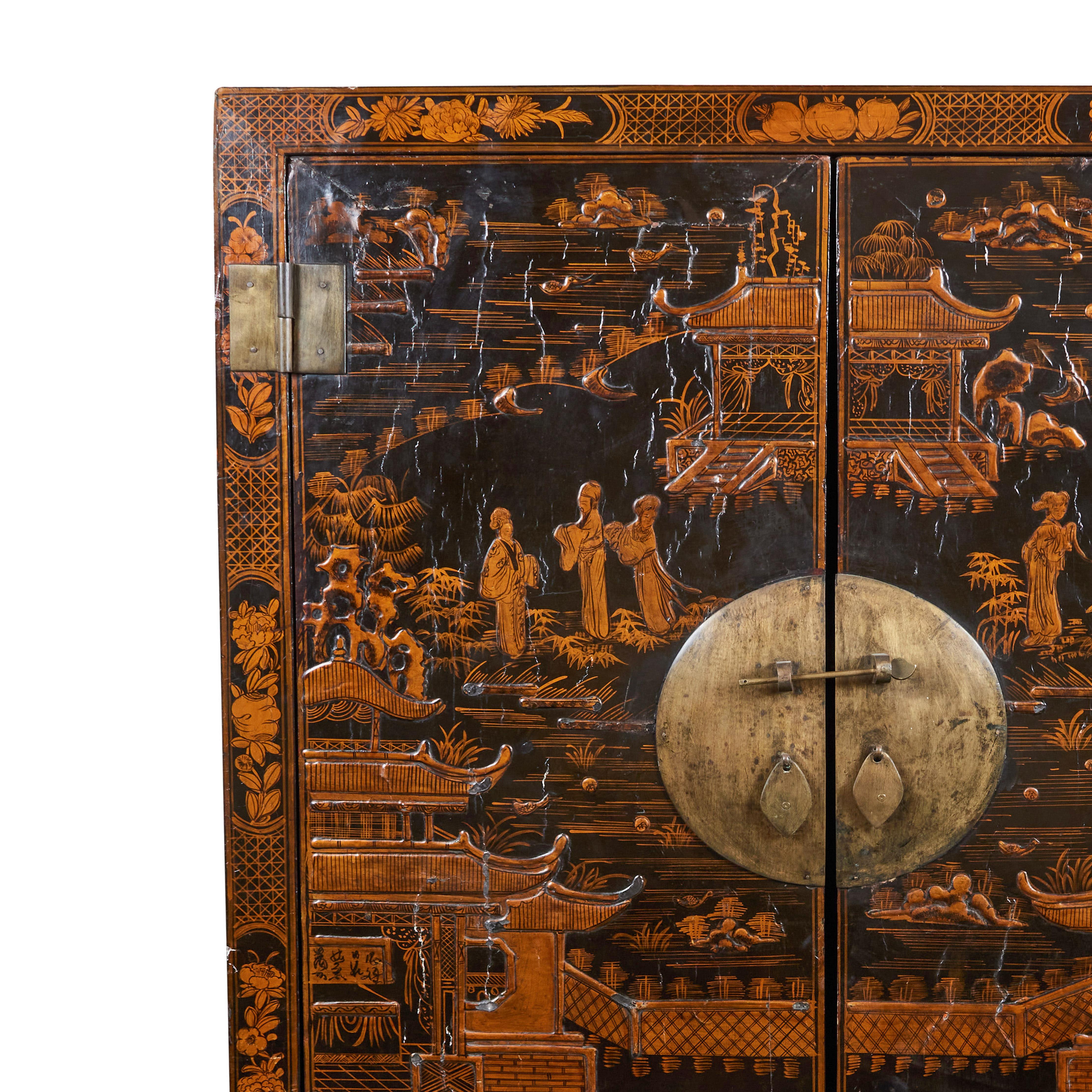 European Chinoiserie Lacquered Cabinet For Sale