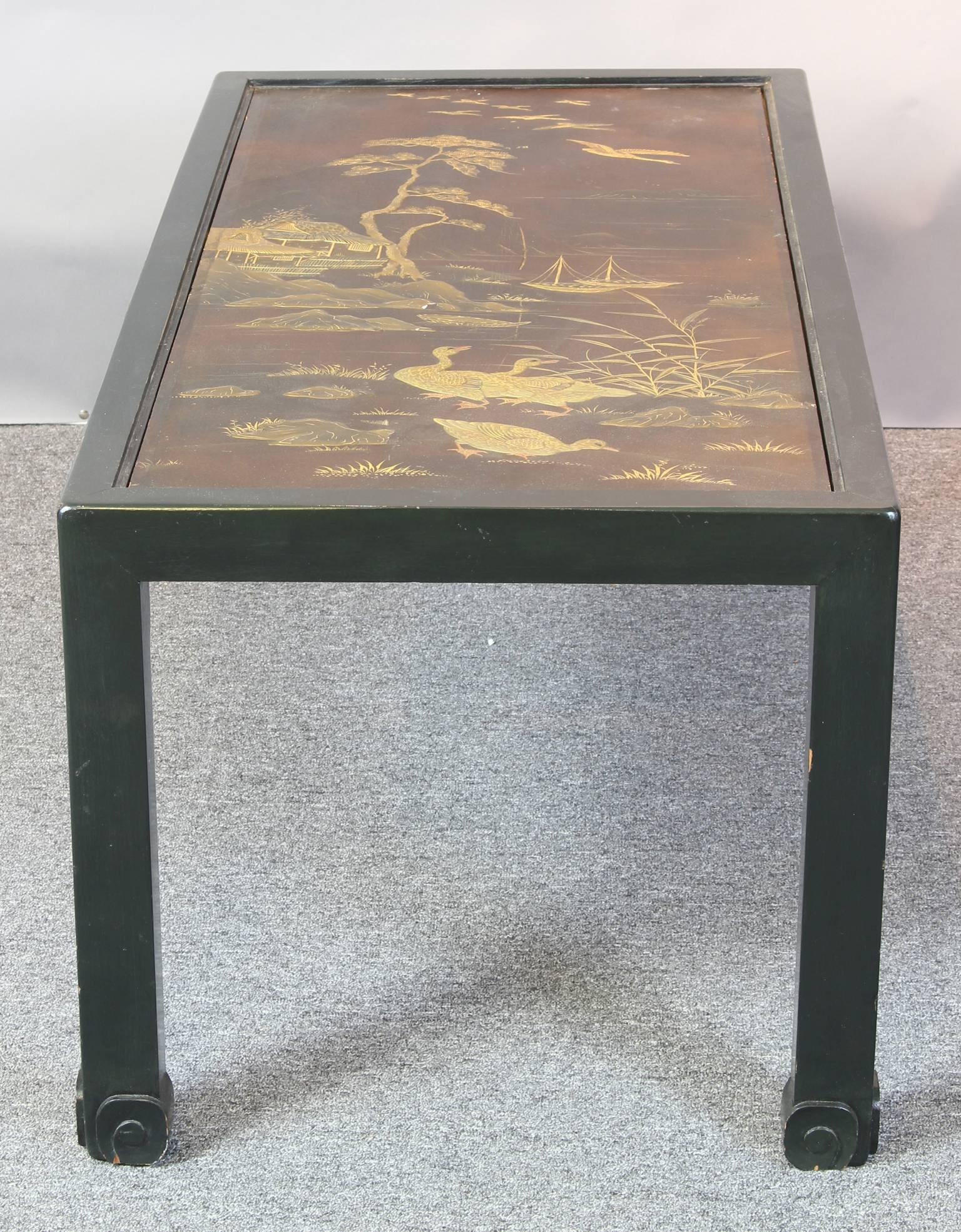 Chinoiserie Lacquered Cocktail Table In Good Condition In Kilmarnock, VA