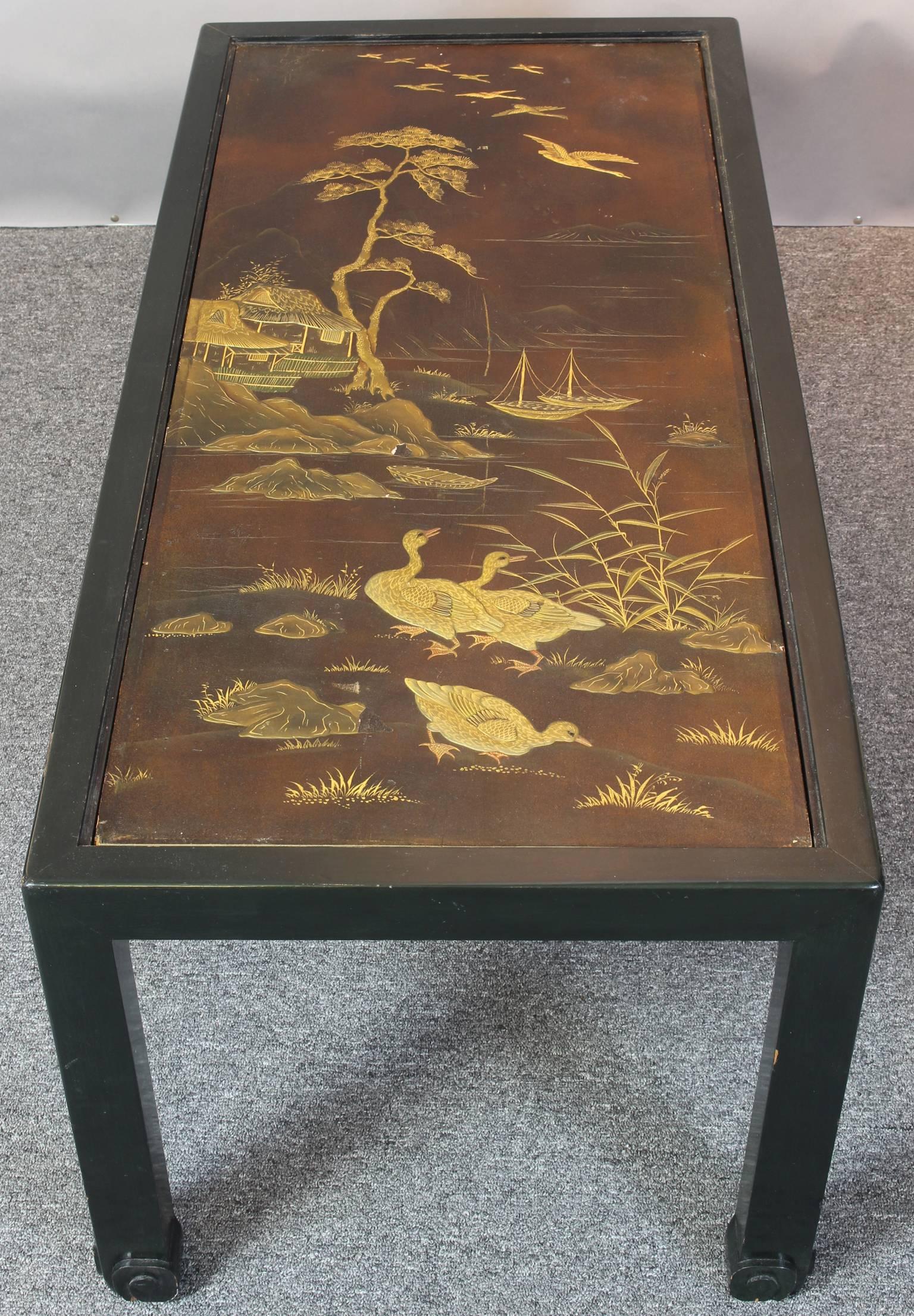 Mid-20th Century Chinoiserie Lacquered Cocktail Table