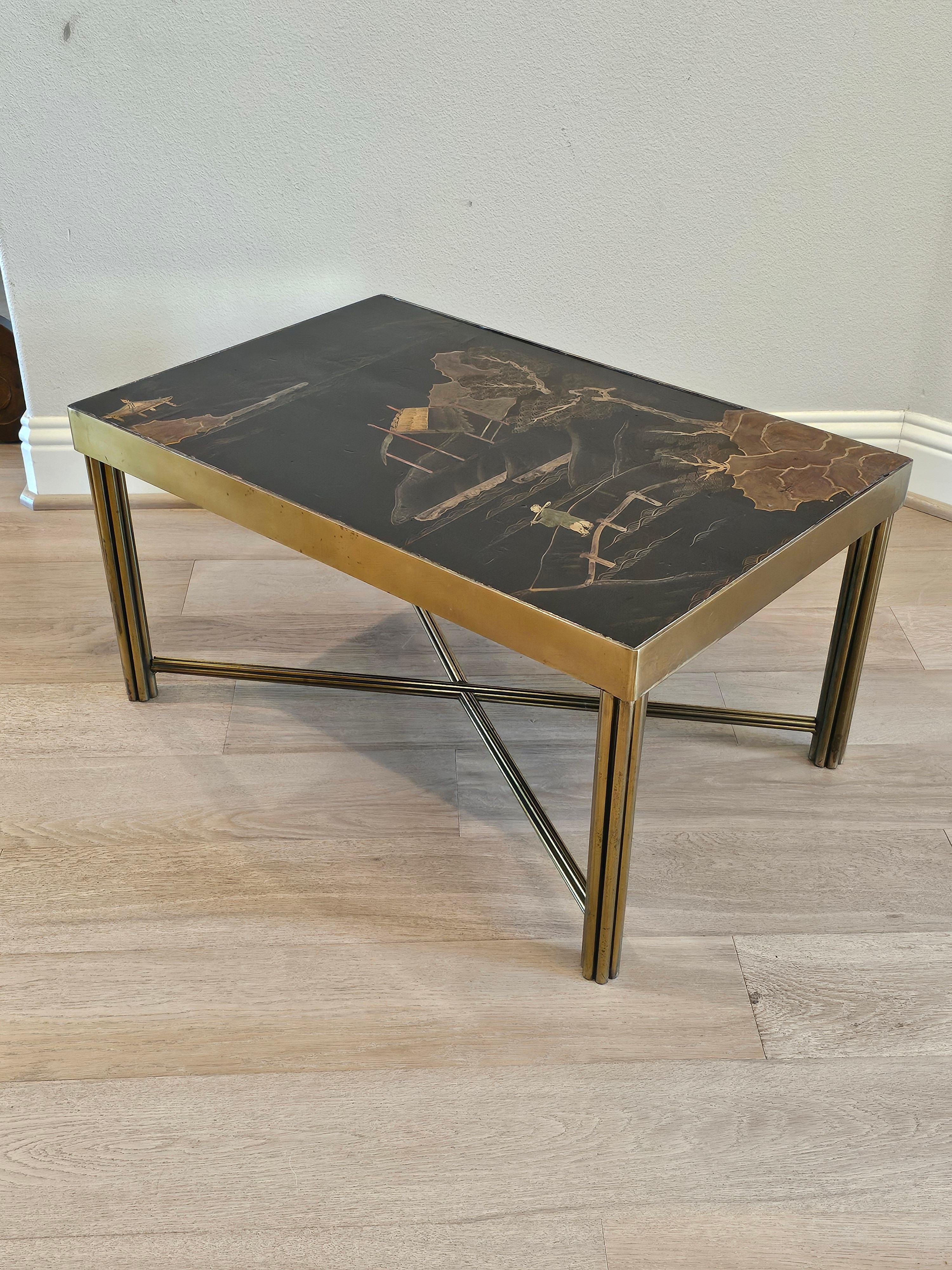 Table basse de style Jansen en métal laqué et doré de style chinoiseries en vente 2