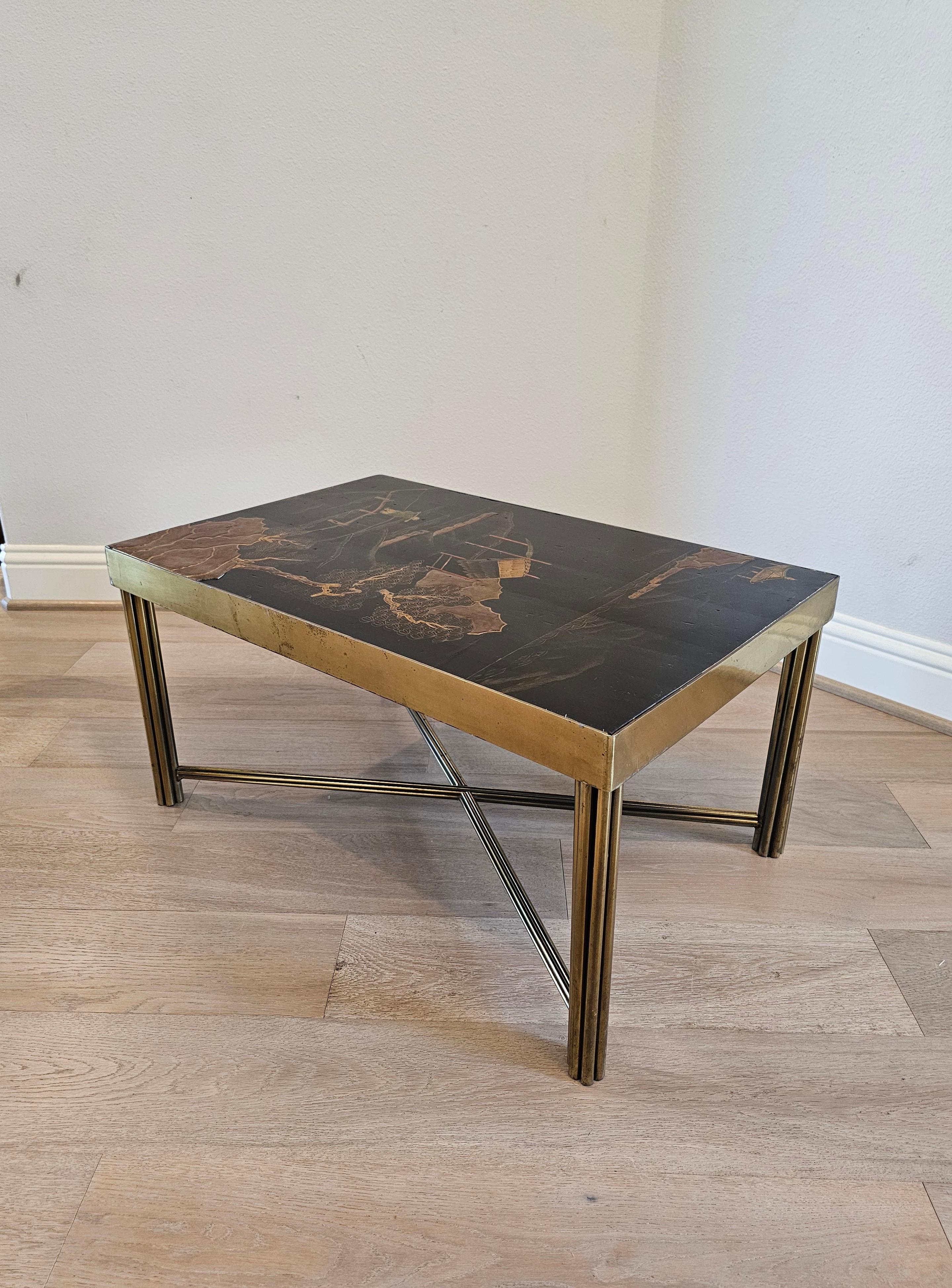 Table basse de style Jansen en métal laqué et doré de style chinoiseries en vente 4