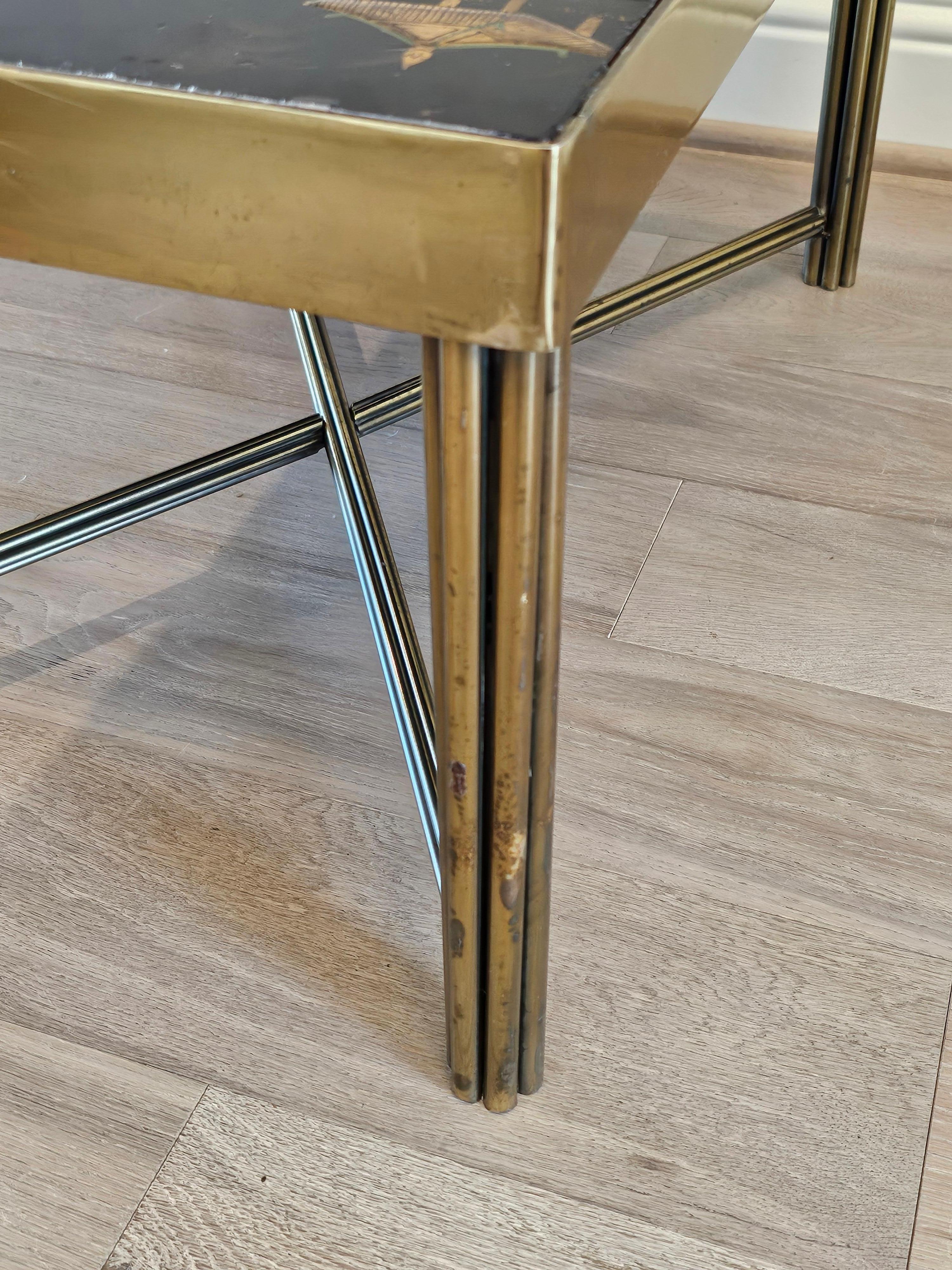 Table basse de style Jansen en métal laqué et doré de style chinoiseries en vente 9