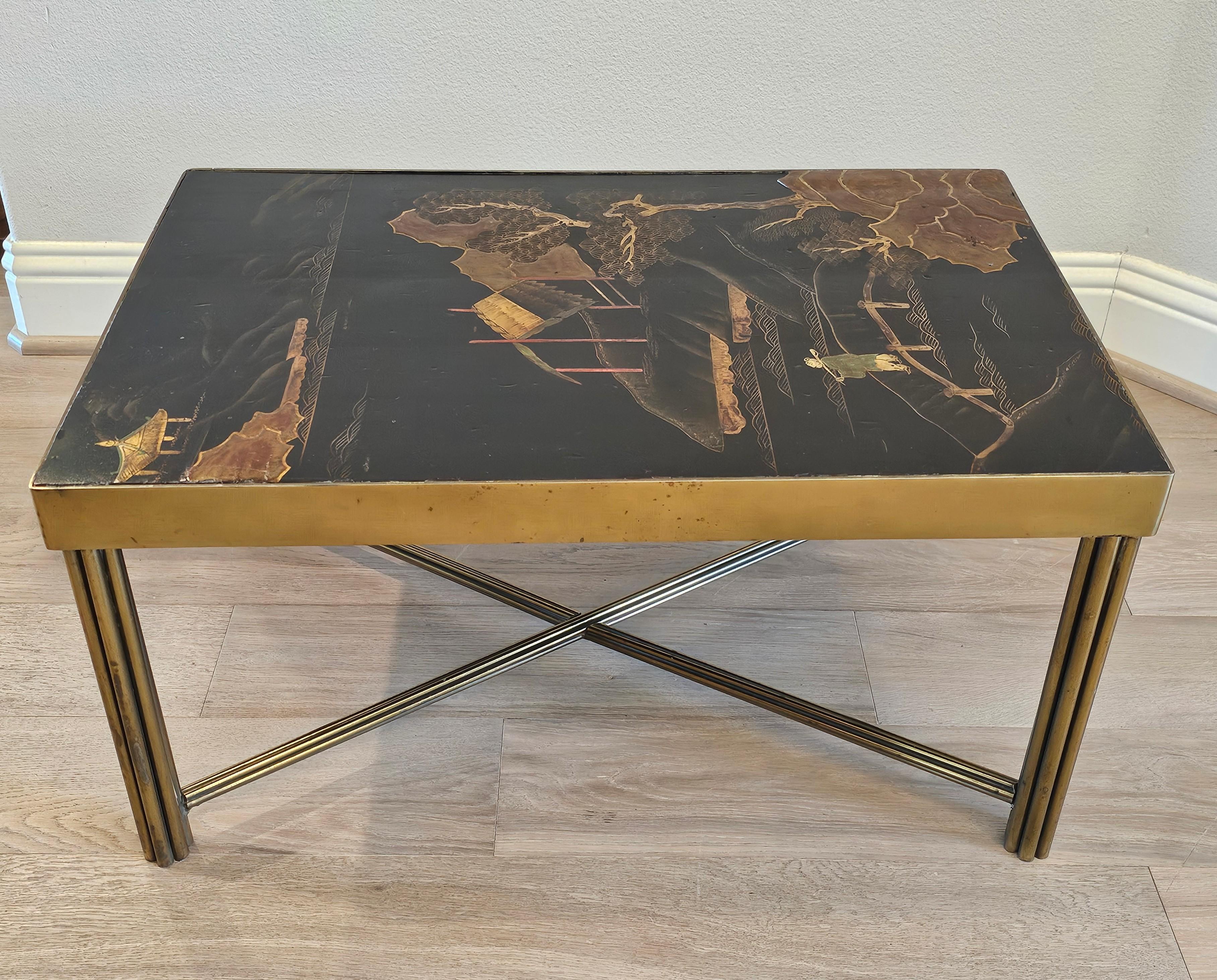 Table basse de style Jansen en métal laqué et doré de style chinoiseries en vente 12