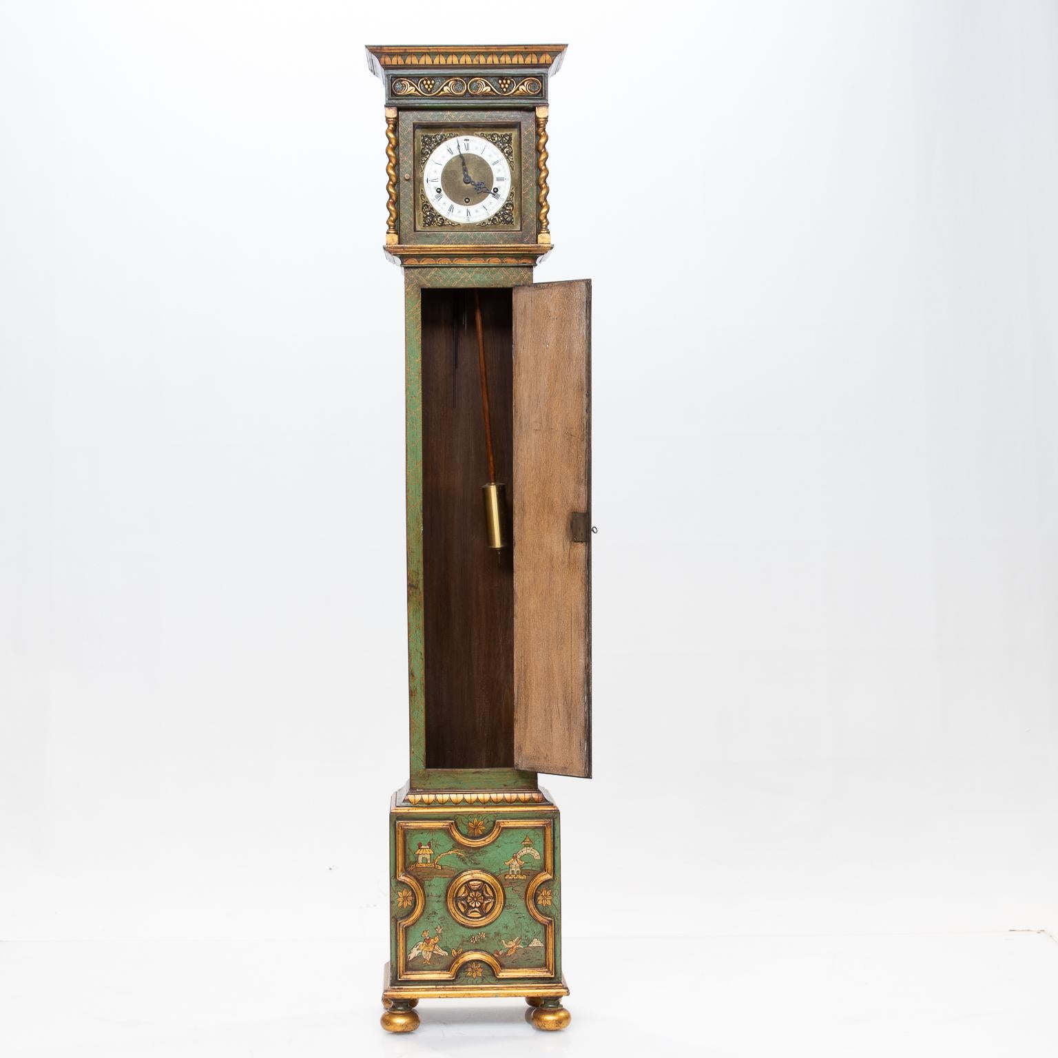 Chinoiserie Lacquered Grandmother Clock In Good Condition In Hixson, TN