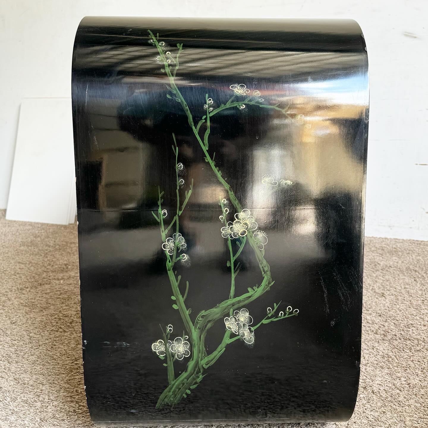 Chinoiserie Lacquered Hand Painted Waterfall Console Table Karl Springer Style For Sale 3