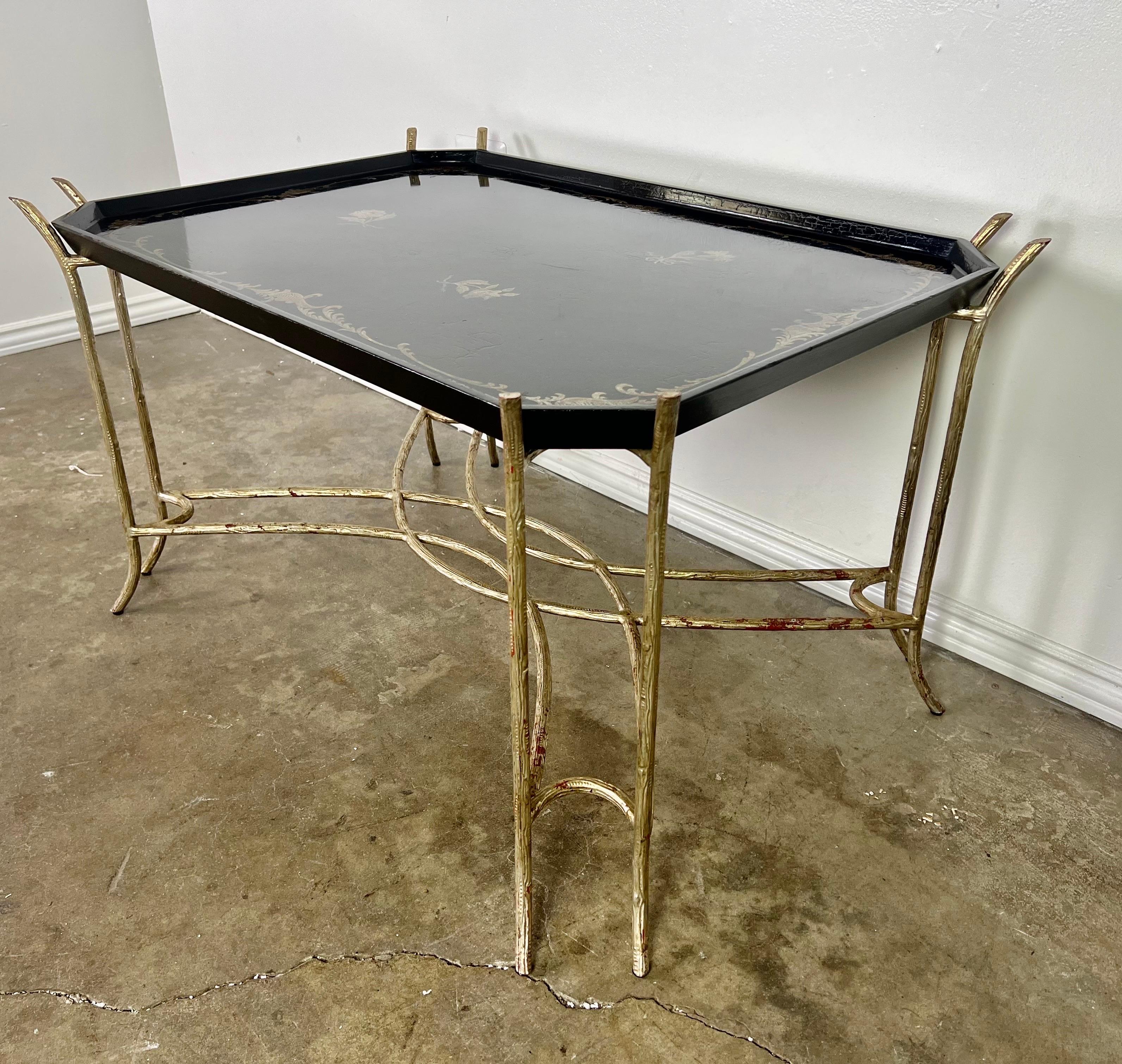 Chinoiserie Lacquered Tea Table on Metal Base by Ebanista For Sale 5