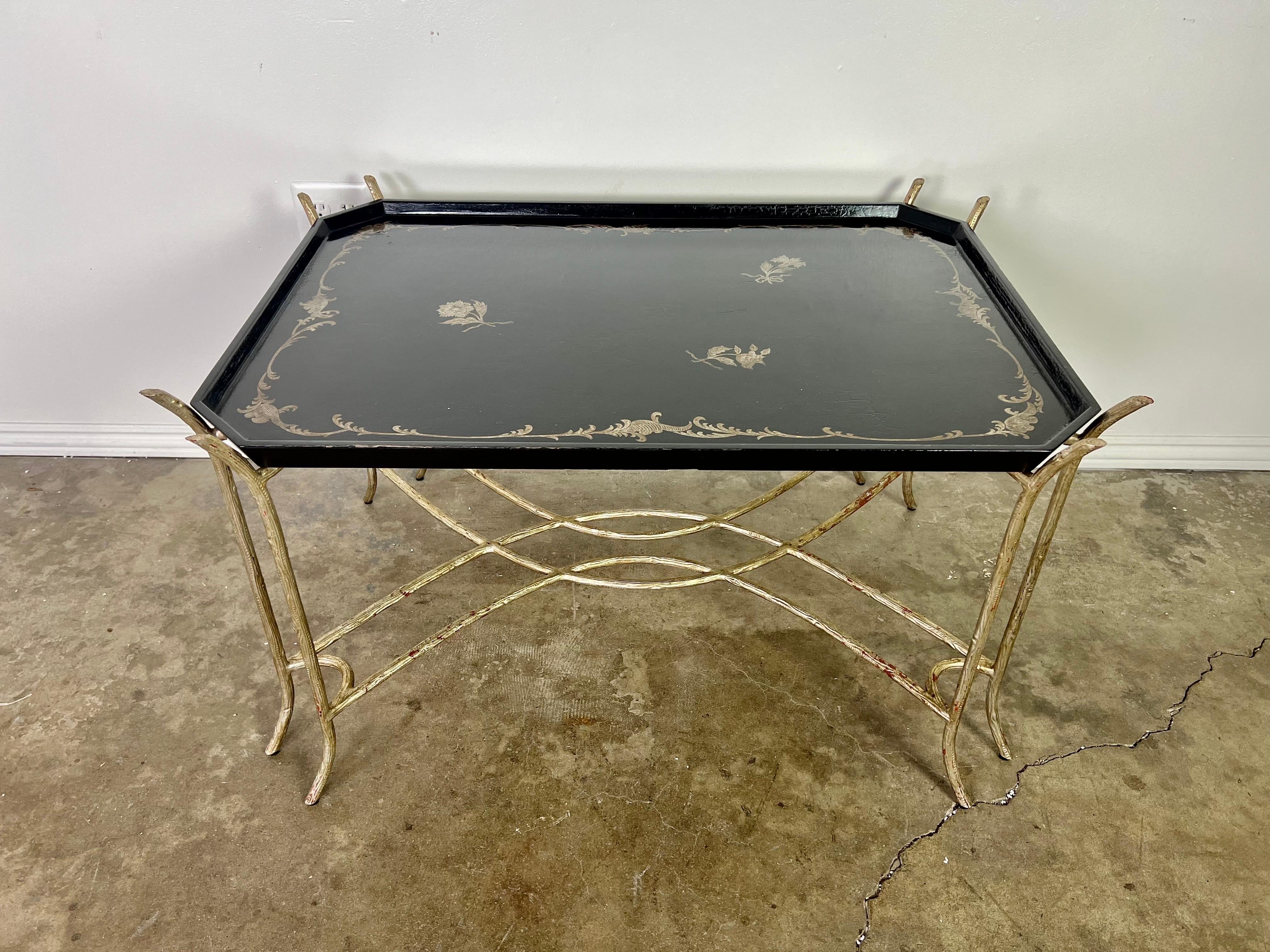 Chinoiserie Lacquered Tea Table on Metal Base by Ebanista For Sale 6