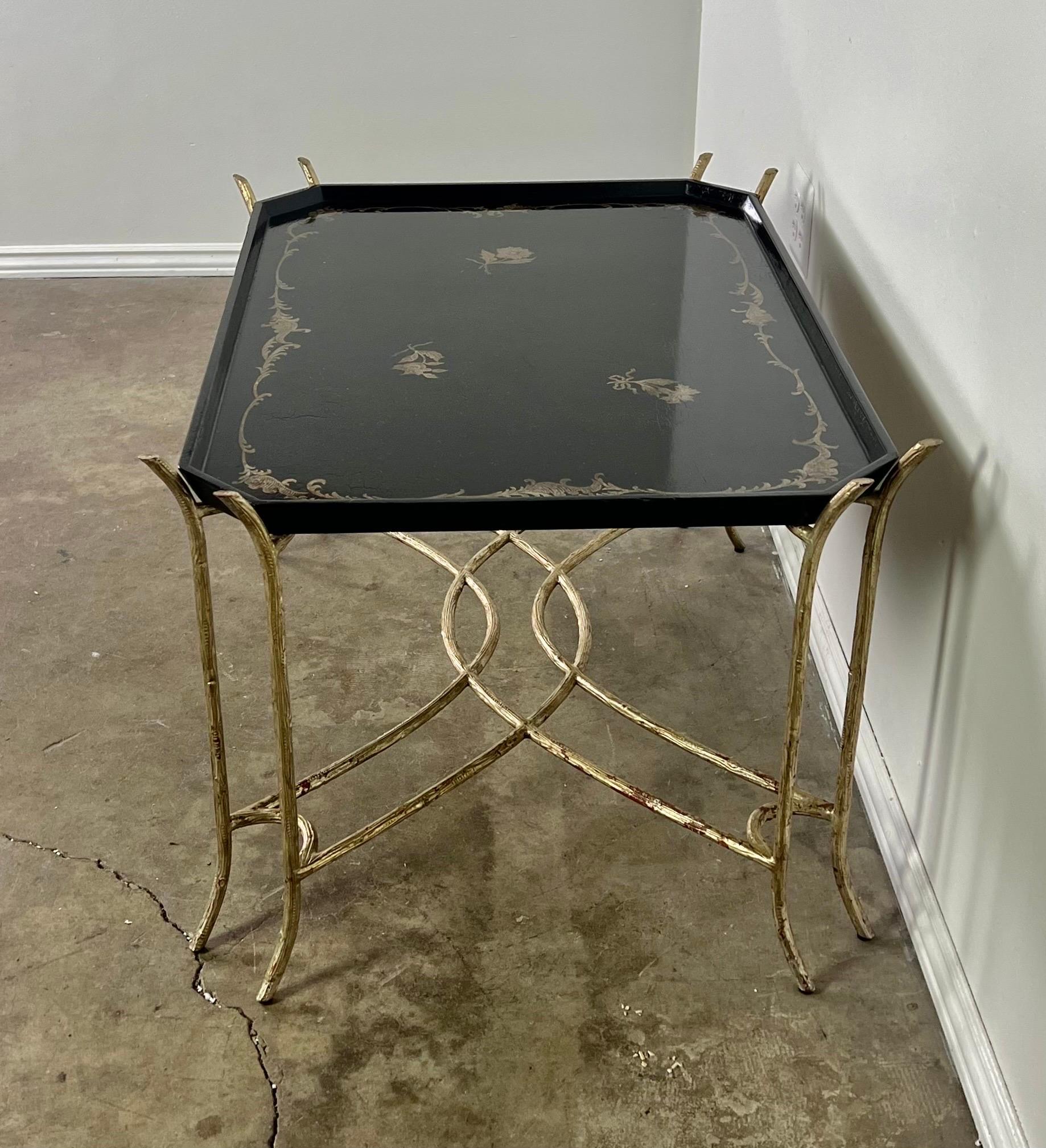 Chinoiserie Lacquered Tea Table on Metal Base by Ebanista For Sale 2