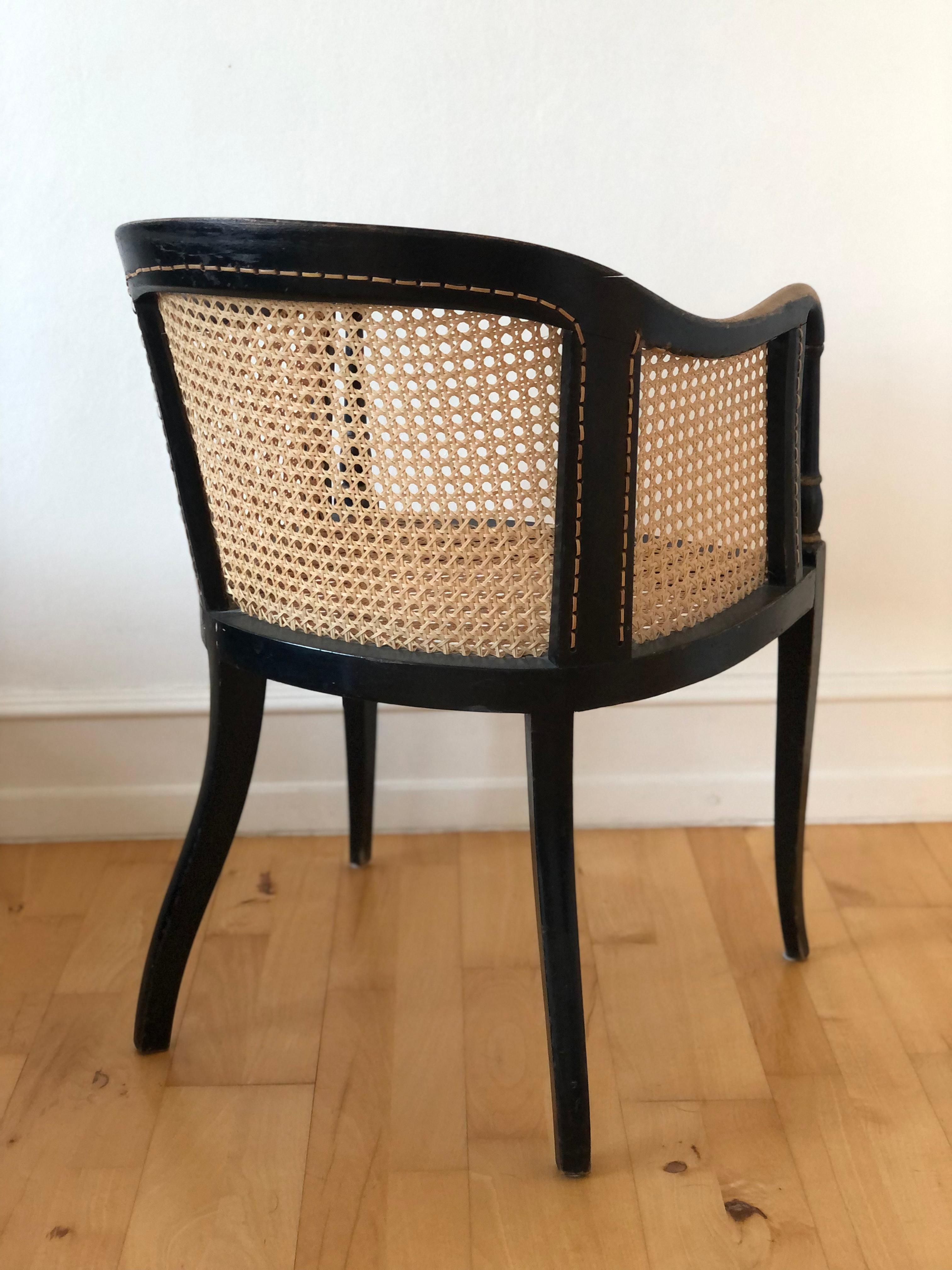 Chinoiserie Lacquered Tub Chair with Cane United KIngdom 1920s For Sale 1