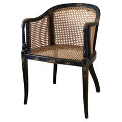 Chinoiserie Lacquered Tub Chair with Cane United KIngdom 1920s