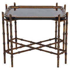 Chinoiserie Lacquered Wood Tray on Bamboo Stand