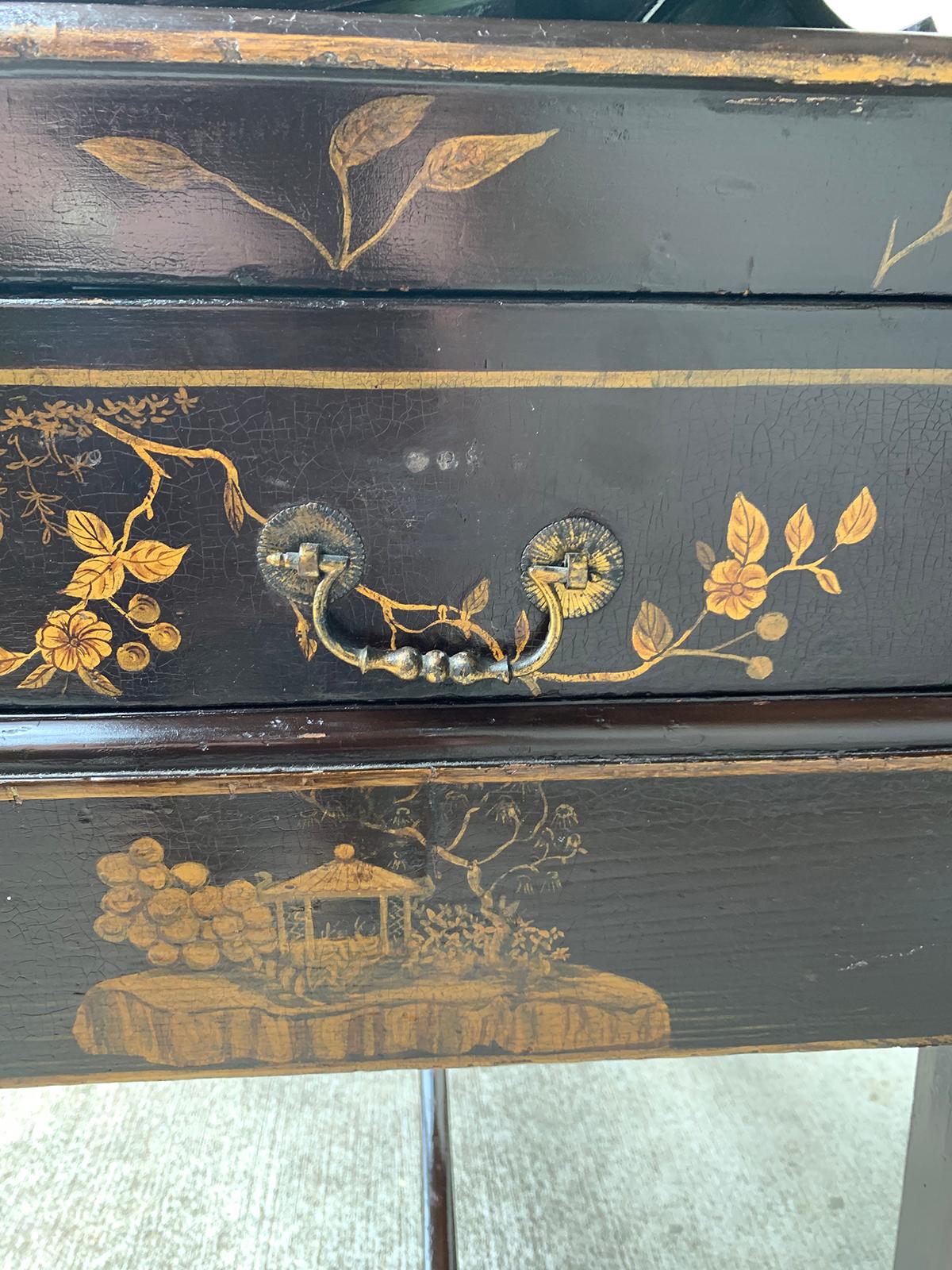 Chinoiserie Lacquered Writing Box on Stand 6