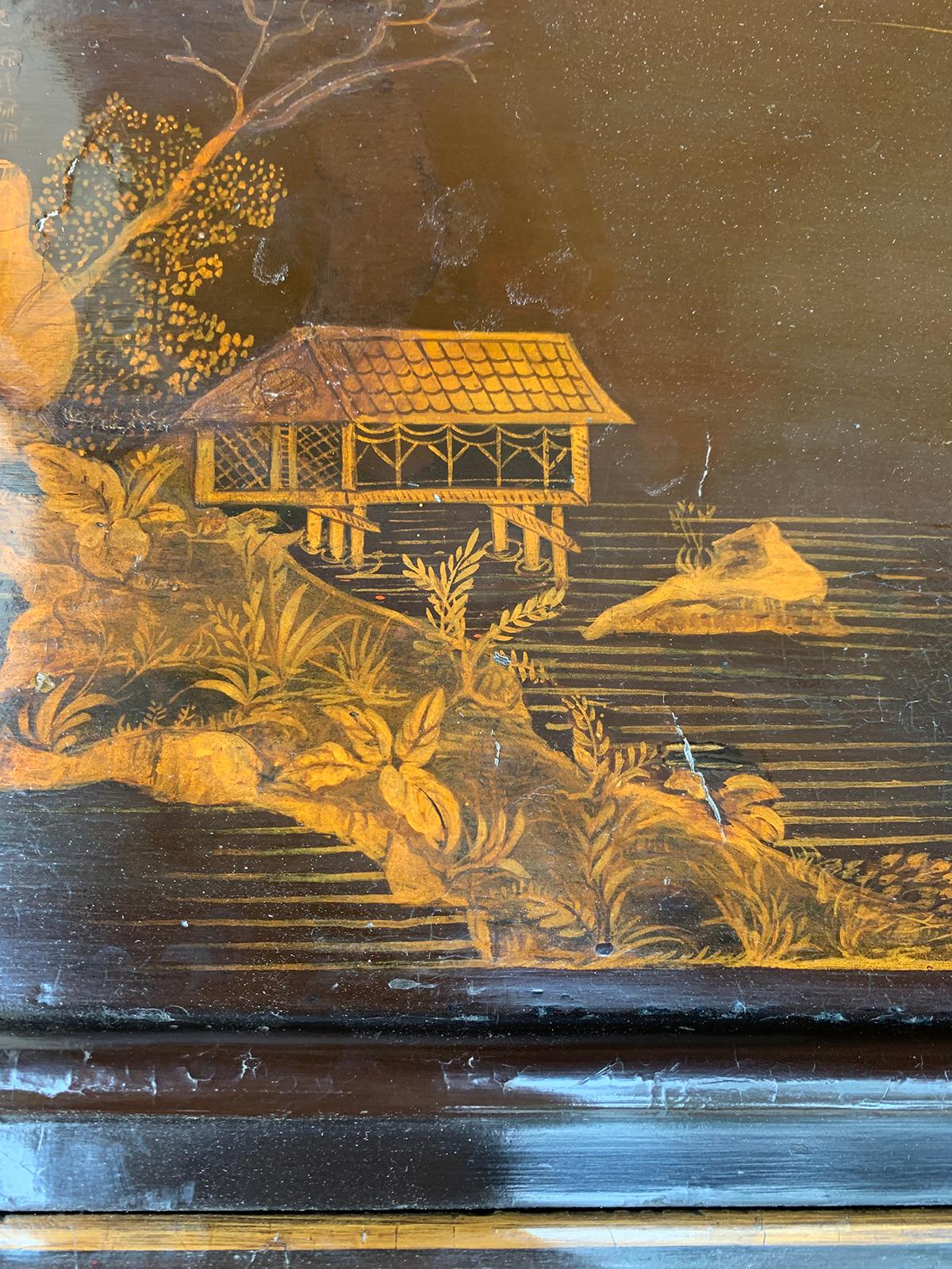 Chinoiserie Lacquered Writing Box on Stand 13