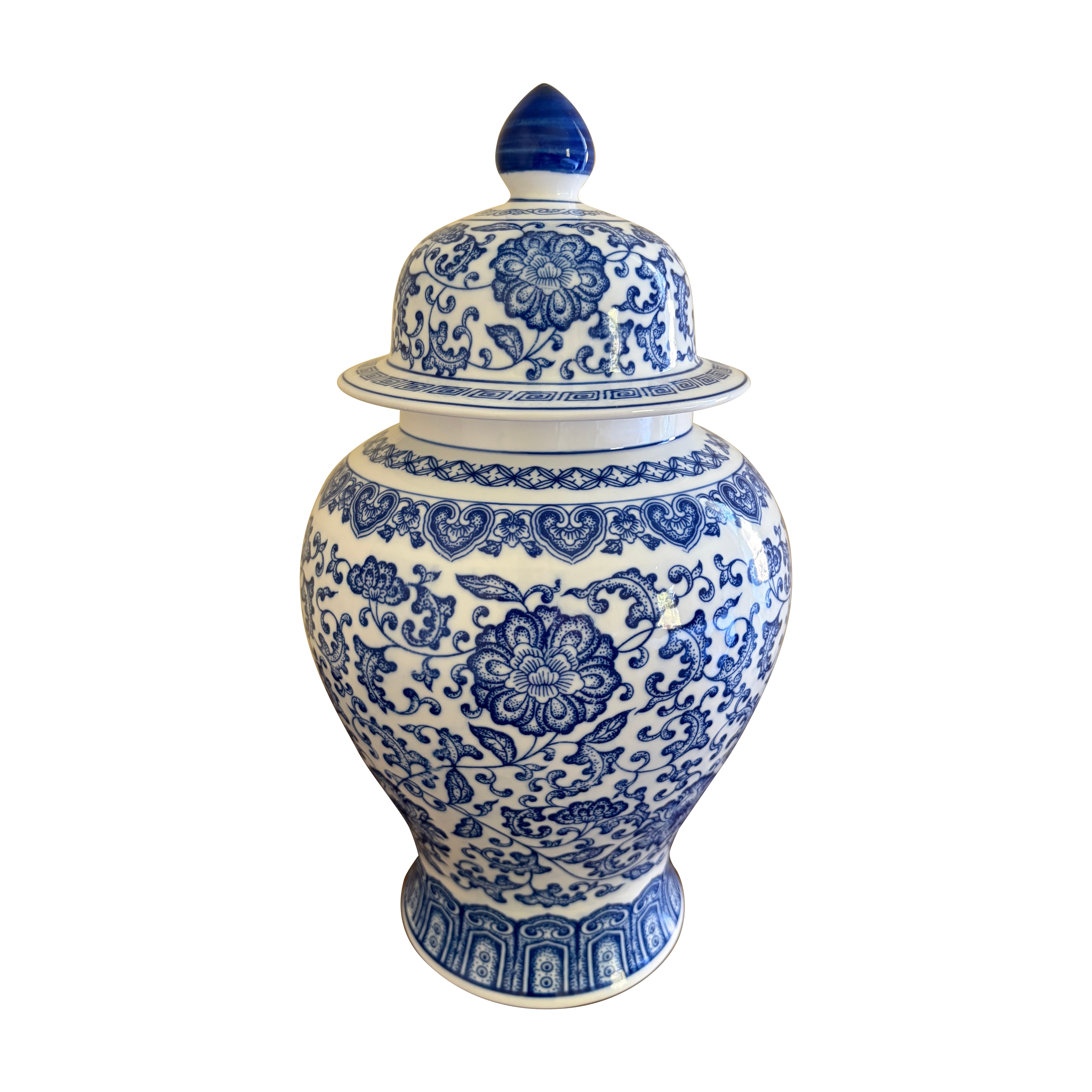 Chinoiserie Large Blue and White Porcelain Ginger Jar For Sale