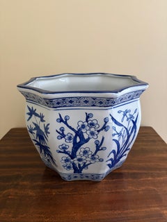 Chinoiserie Large Blue and White Porcelain Planter