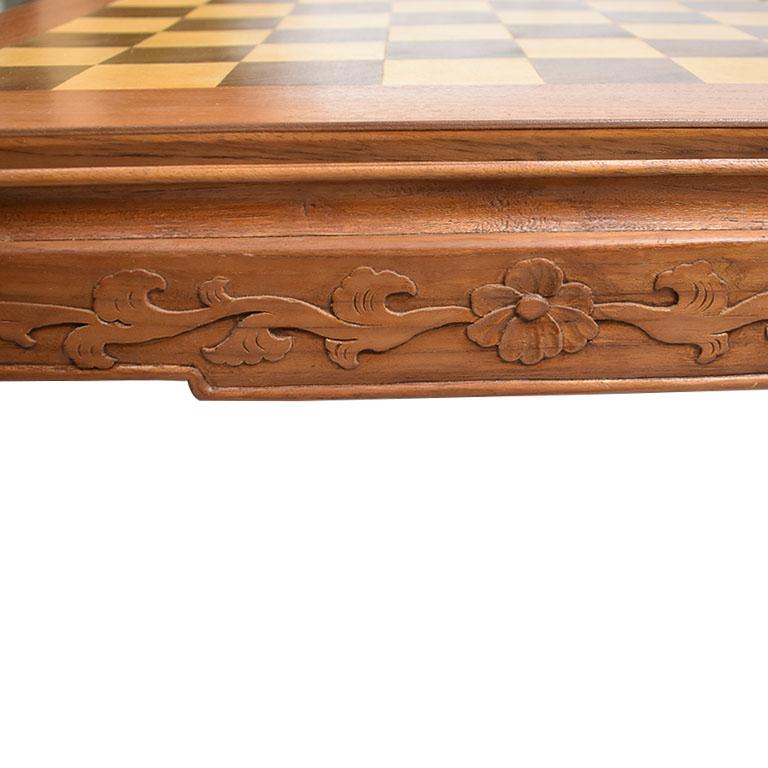 20th Century Chinoiserie Low Square Wood Chess or Checkers Game Table For Sale