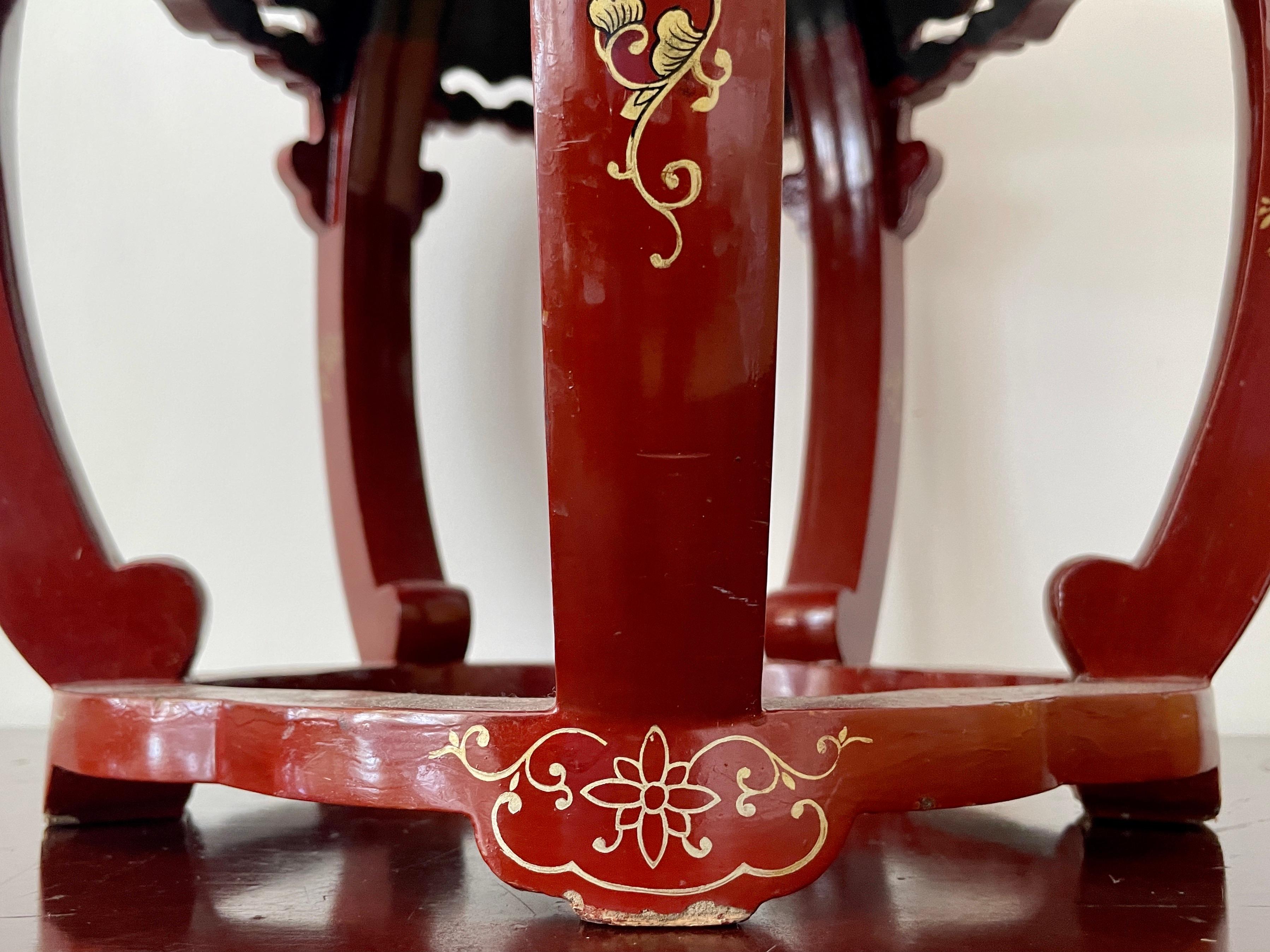 Chinoiserie Low Stool in Original Finish For Sale 5