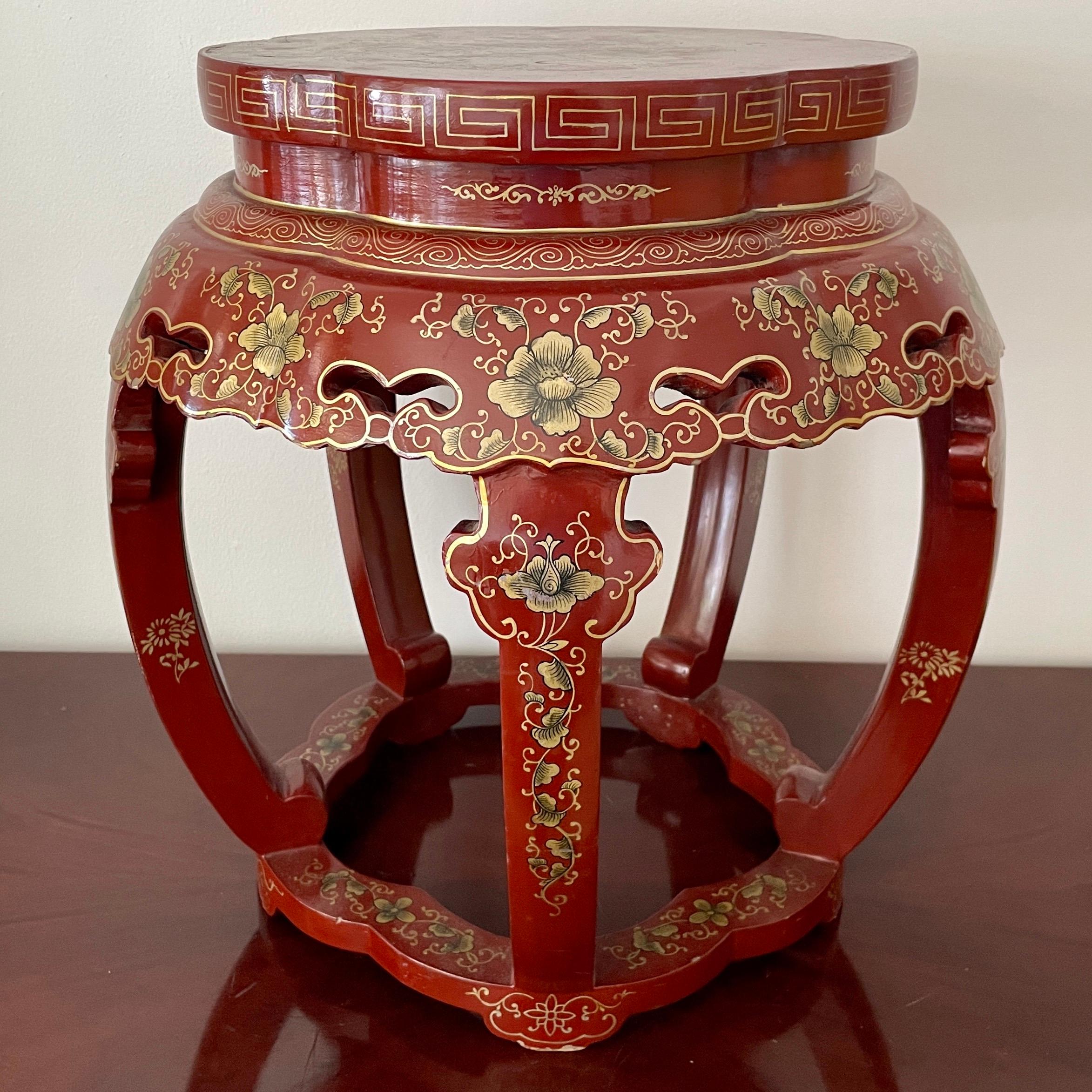 20th Century Chinoiserie Low Stool in Original Finish For Sale